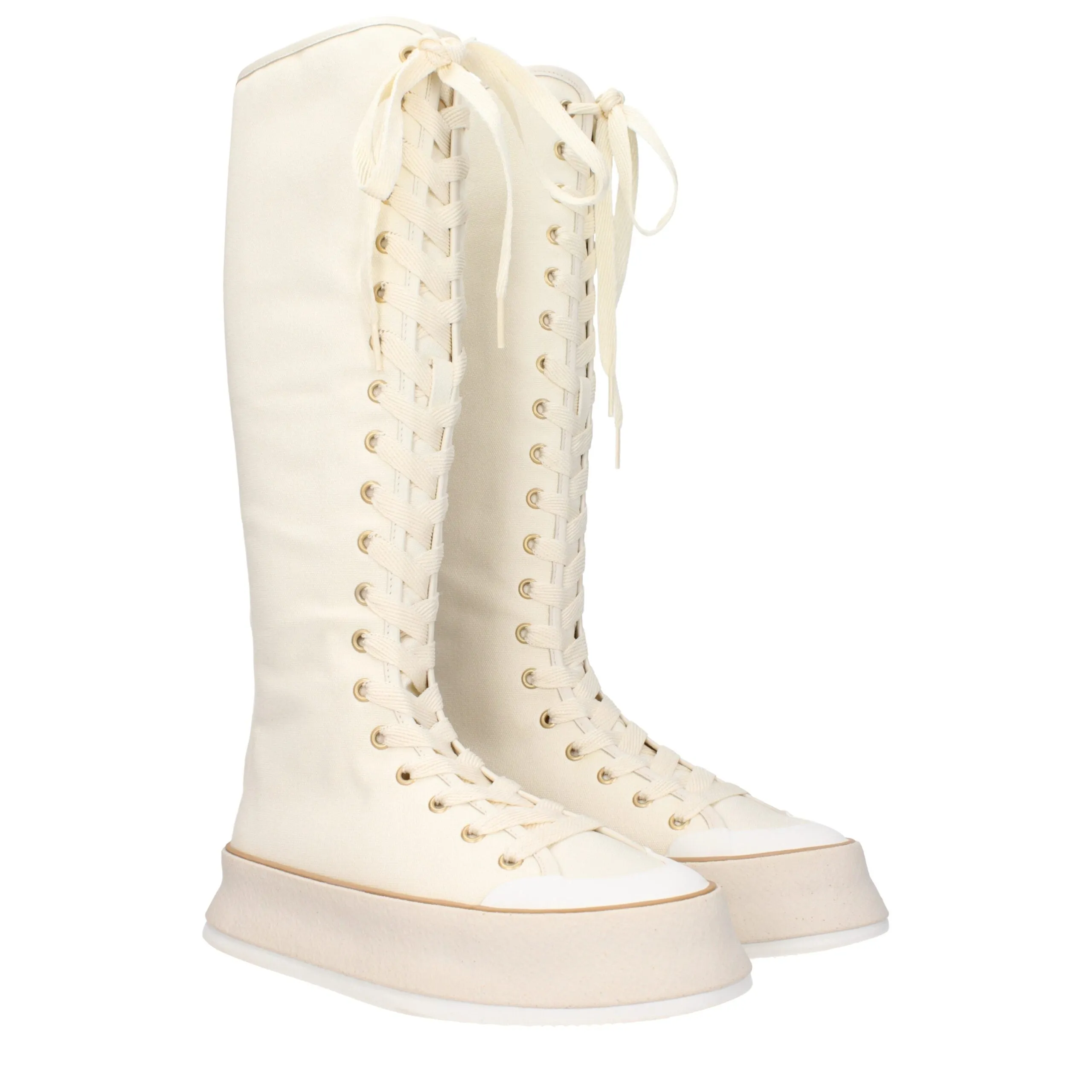 Max Mara Beige Fabric Lace-Up Boots sold by Siebentaschen product image thumbnail 2