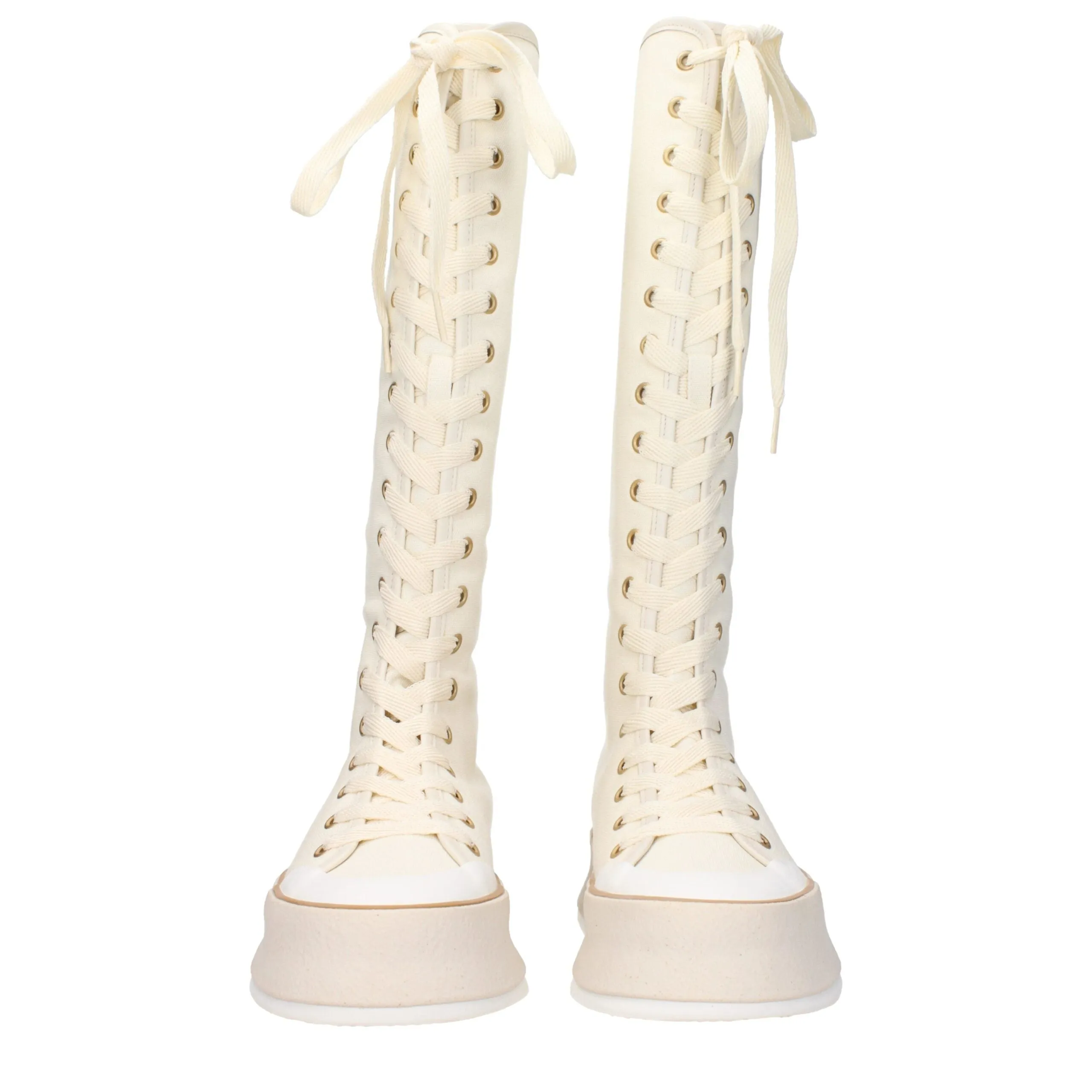 Max Mara Beige Fabric Lace-Up Boots sold by Siebentaschen product image thumbnail 3