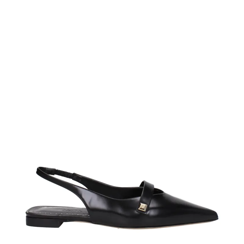 Max Mara Black Leather Ballet Flats sold by Siebentaschen