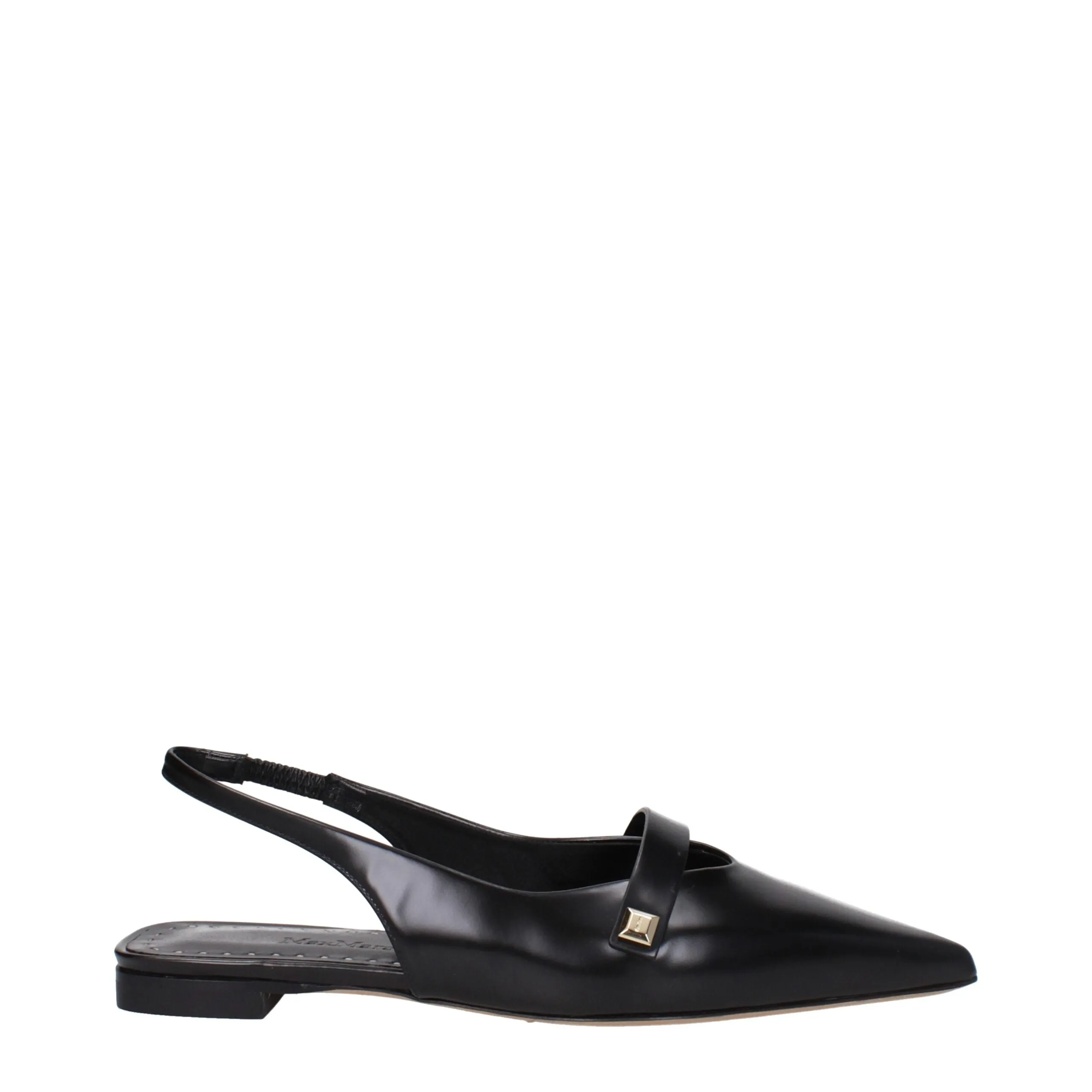 Max Mara Black Leather Ballet Flats sold by Siebentaschen