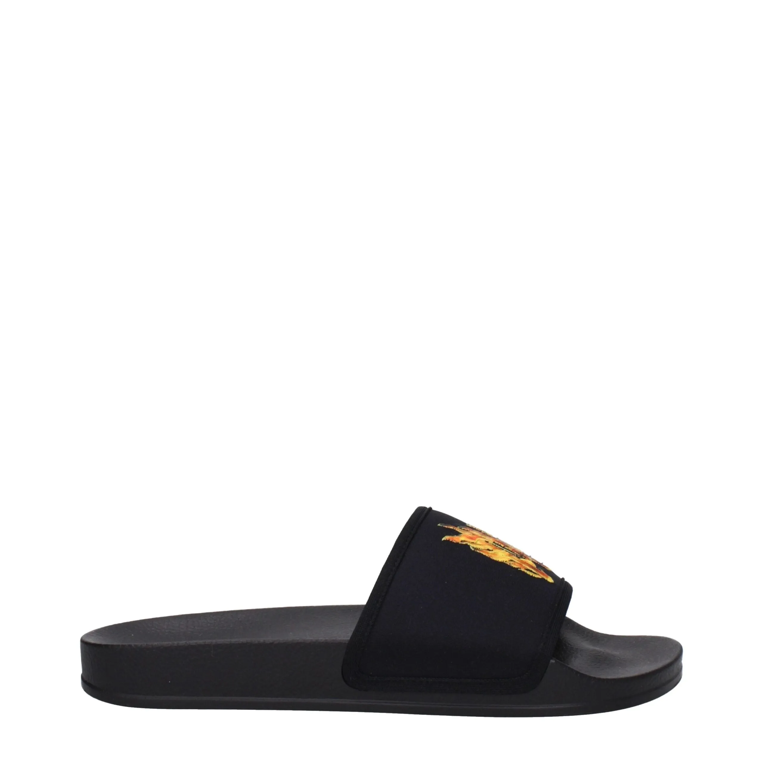 Palm Angels Black Fabric Slippers sold by Siebentaschen
