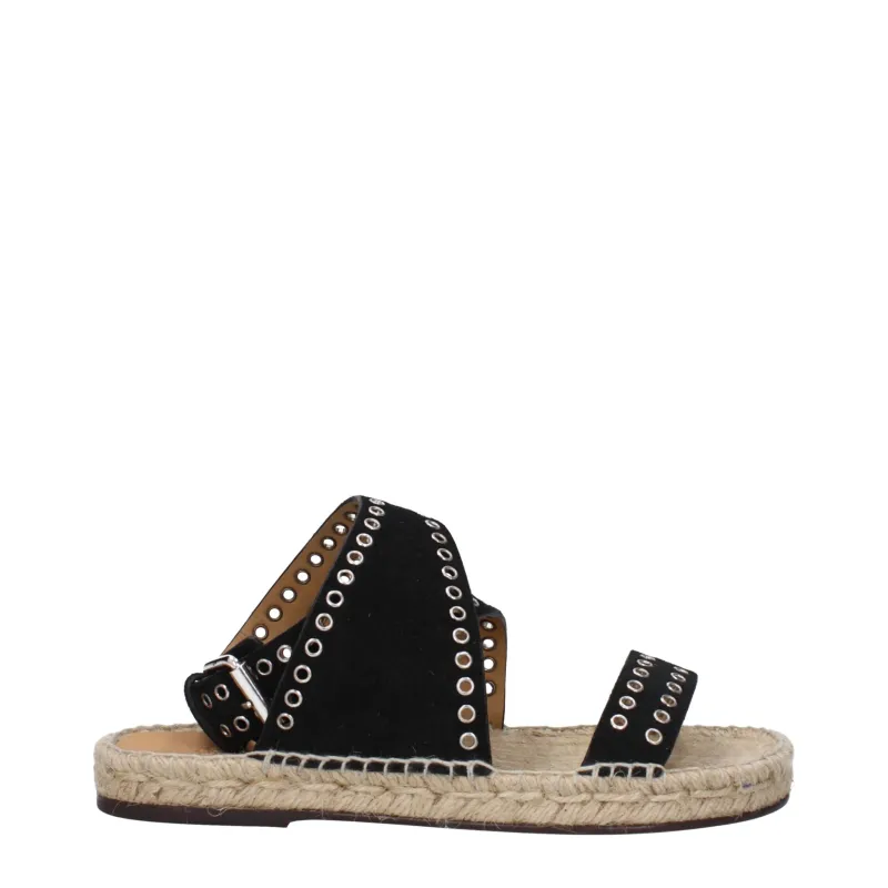 Isabel Marant Black Leather Flat Sandals sold by Siebentaschen