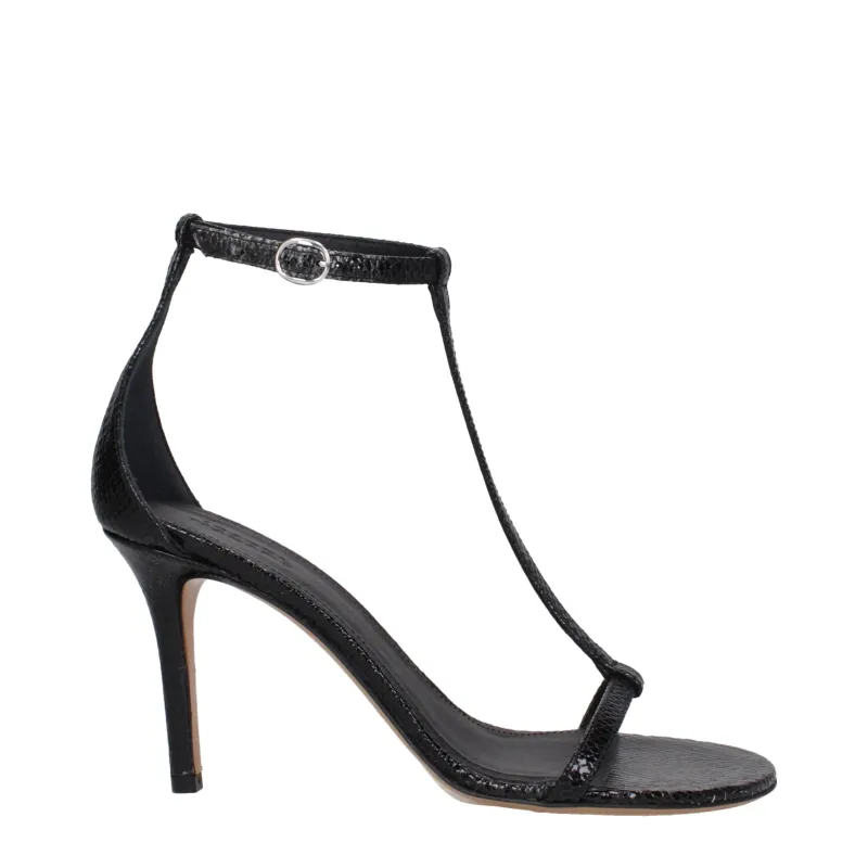 Isabel Marant Black Leather Stiletto Heel Sandals sold by Siebentaschen