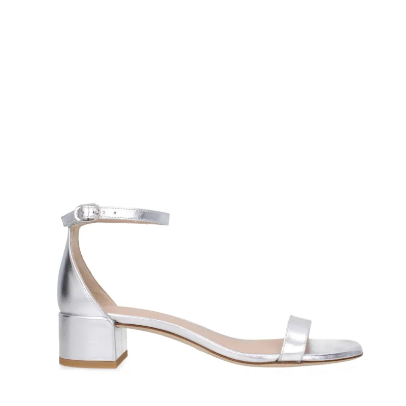 Stuart Weitzman Gray Leather Flat Sandals sold by Siebentaschen