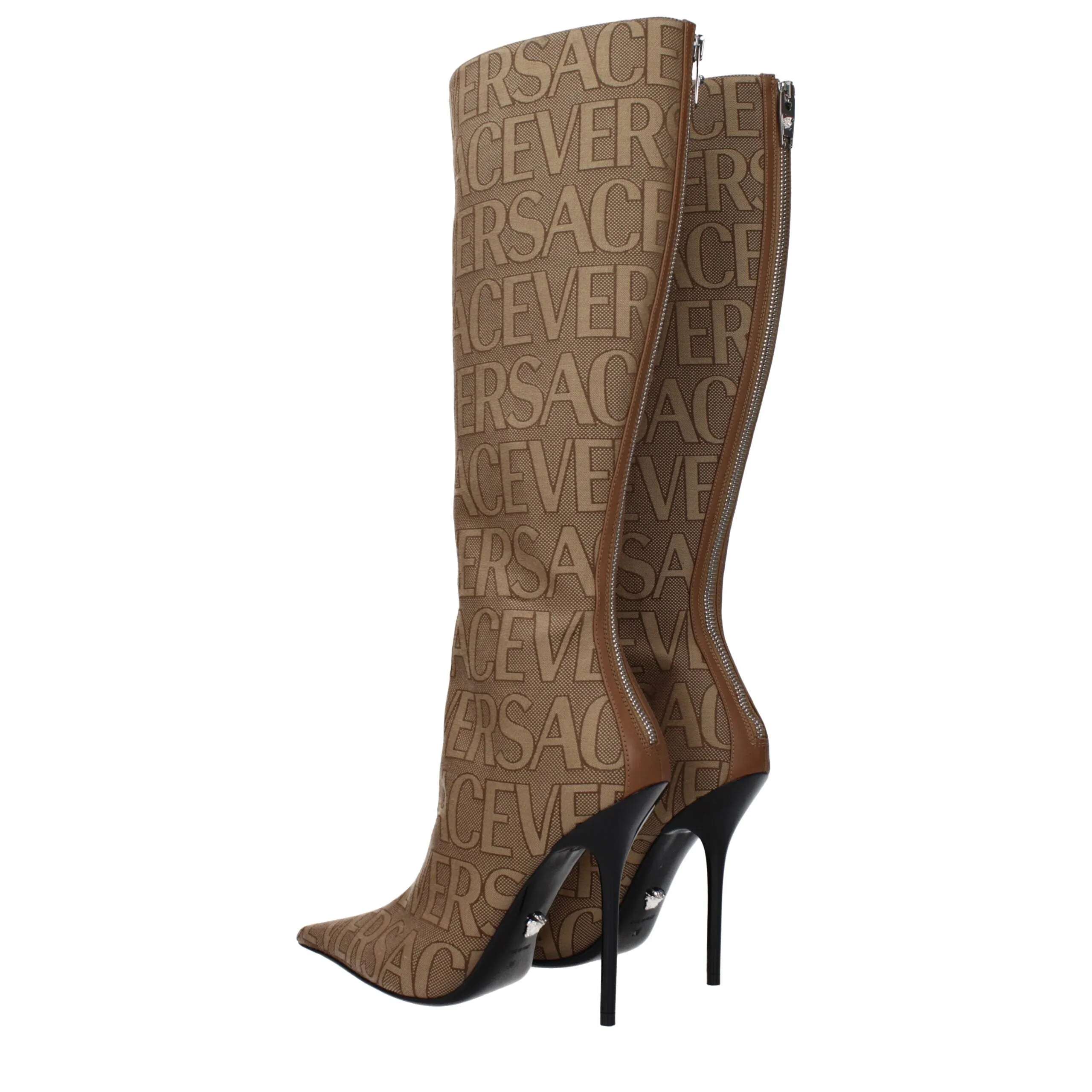 Versace Beige Fabric High Heel Boots sold by Siebentaschen product image thumbnail 4
