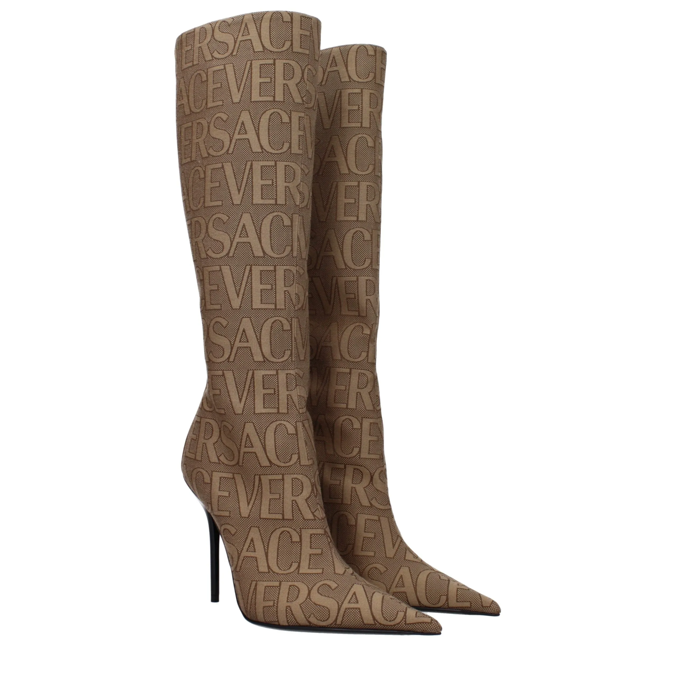 Versace Beige Fabric High Heel Boots sold by Siebentaschen product image thumbnail 2