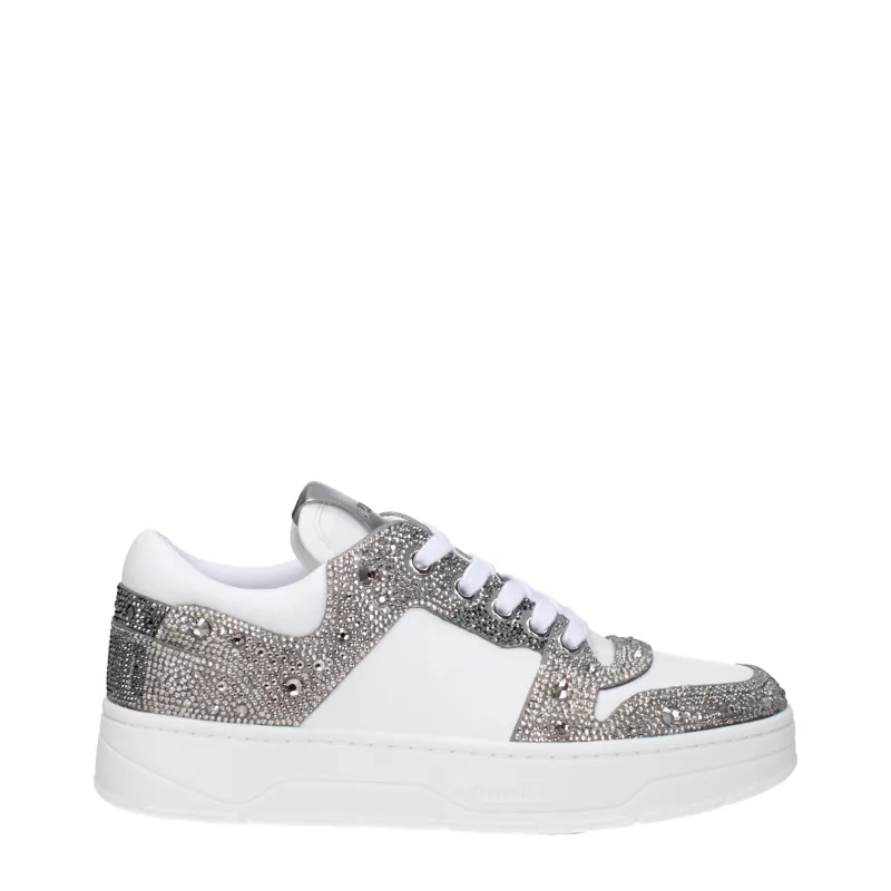 Jimmy Choo White Leather Chunky Sneakers sold by Siebentaschen