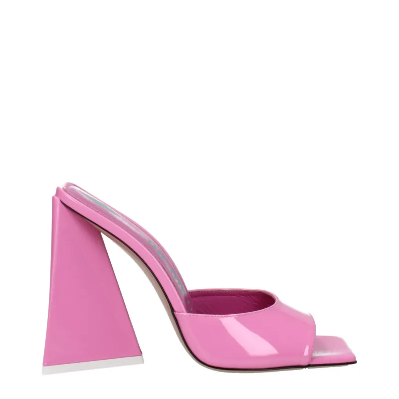 The Attico Pink Leather Platform Sandals sold by Siebentaschen