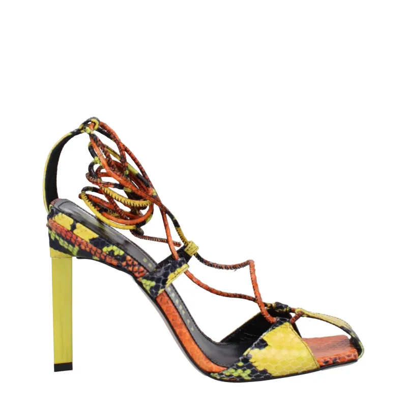 The Attico Orange Leather Stiletto Heel Sandals sold by Siebentaschen