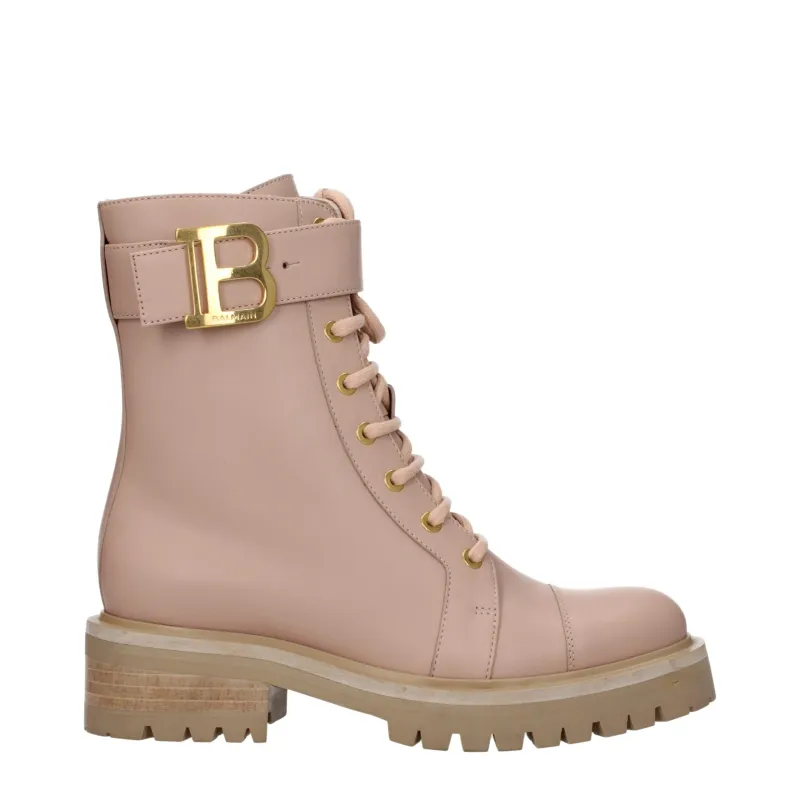 Balmain Beige Leather Ankle Boots sold by Siebentaschen