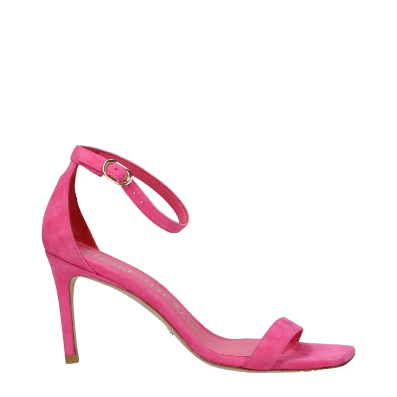 Stuart Weitzman Pink Leather Stiletto Heel Sandals sold by Siebentaschen