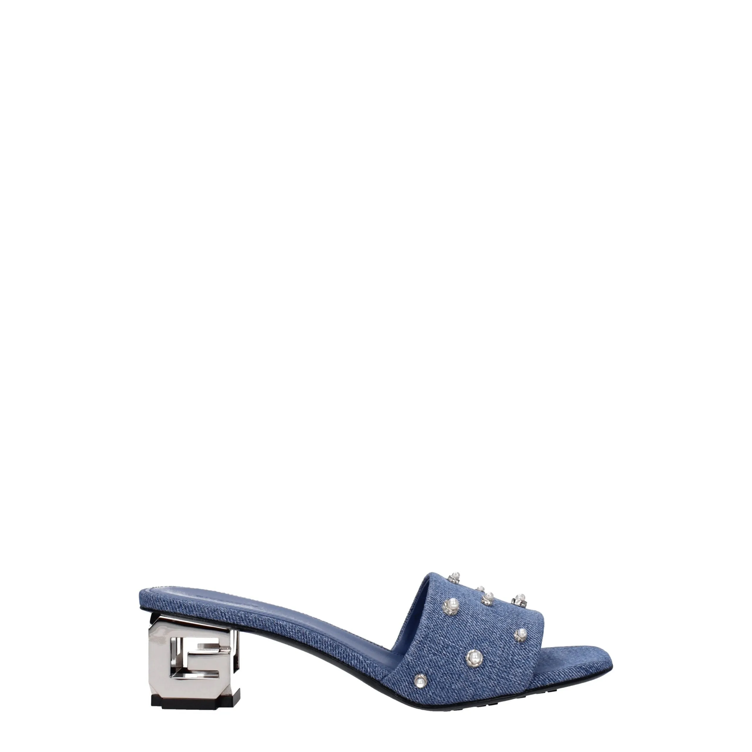 Givenchy Blue Fabric Flat Sandals sold by Siebentaschen