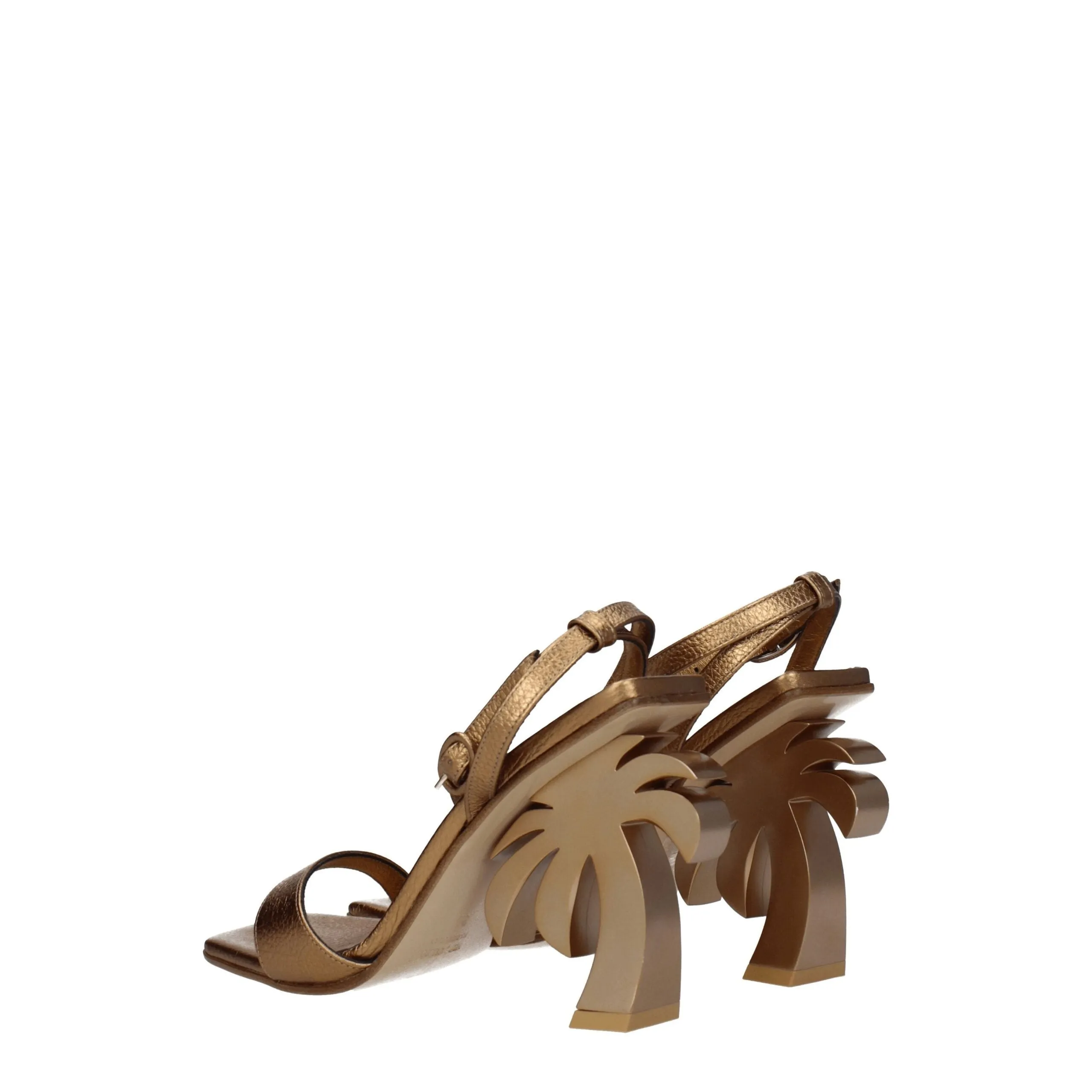 Palm Angels Gold Leather Platform Sandals sold by Siebentaschen product image thumbnail 4