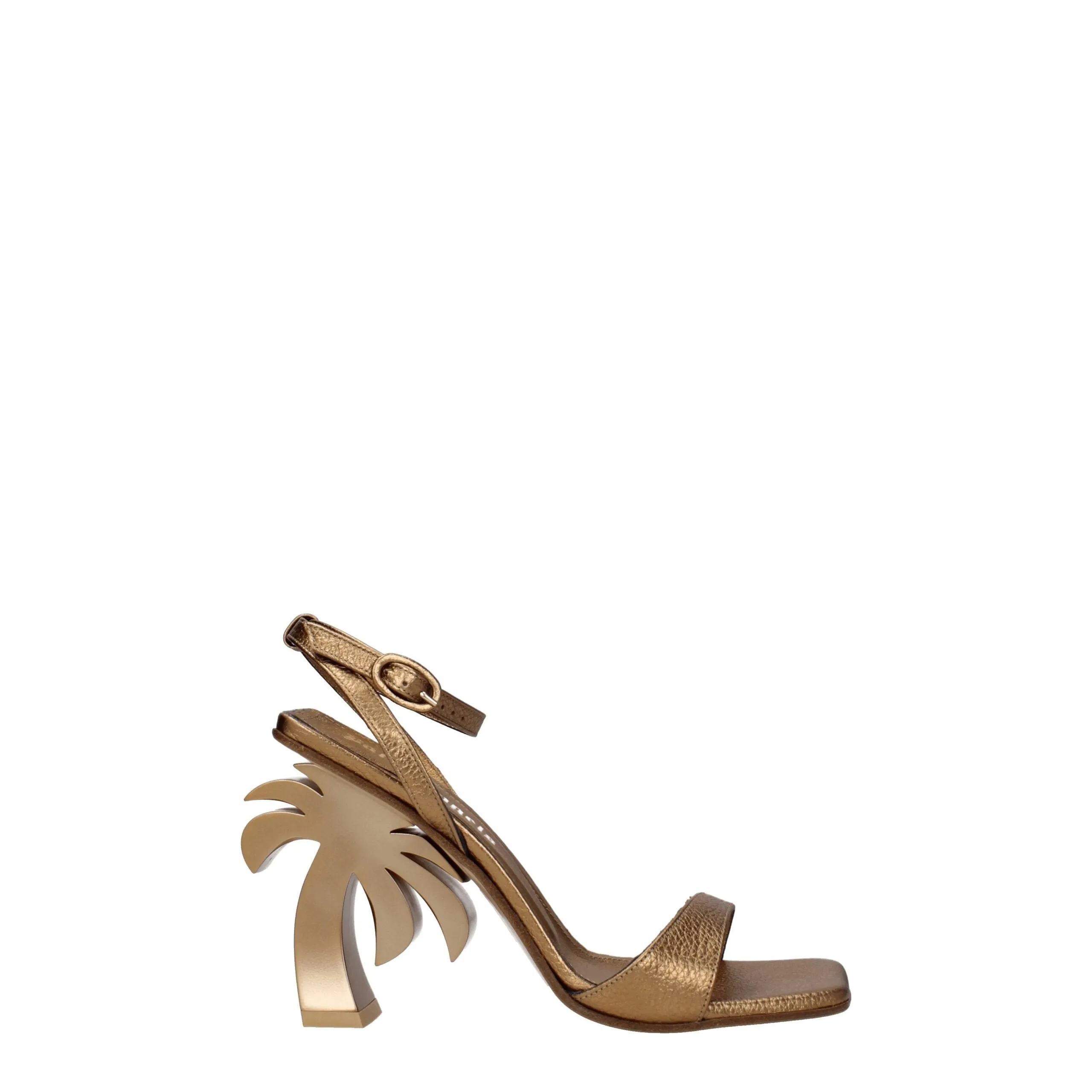 Palm Angels Gold Leather Platform Sandals sold by Siebentaschen