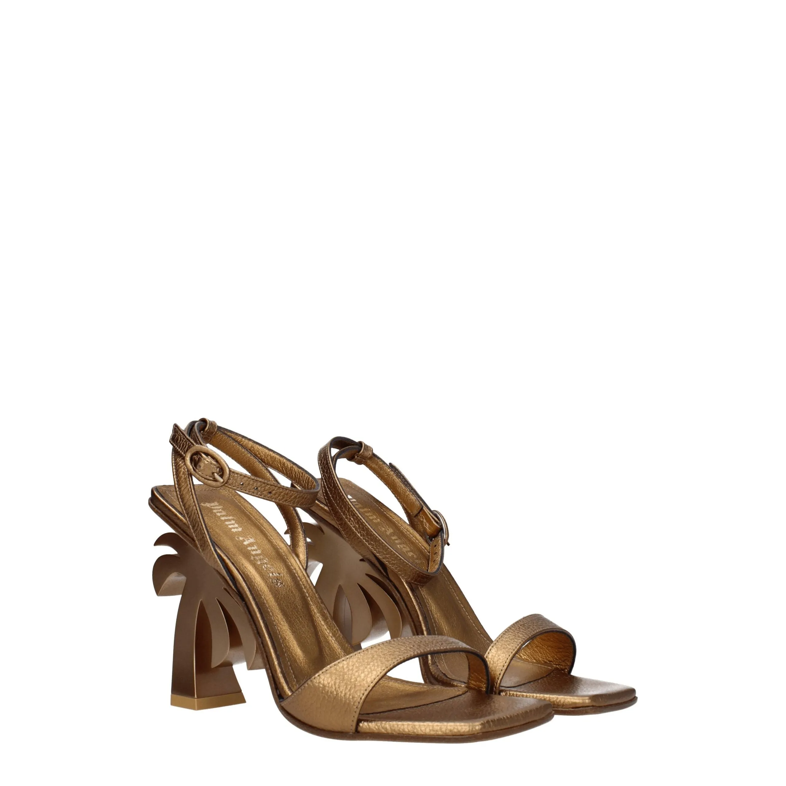 Palm Angels Gold Leather Platform Sandals sold by Siebentaschen product image thumbnail 2