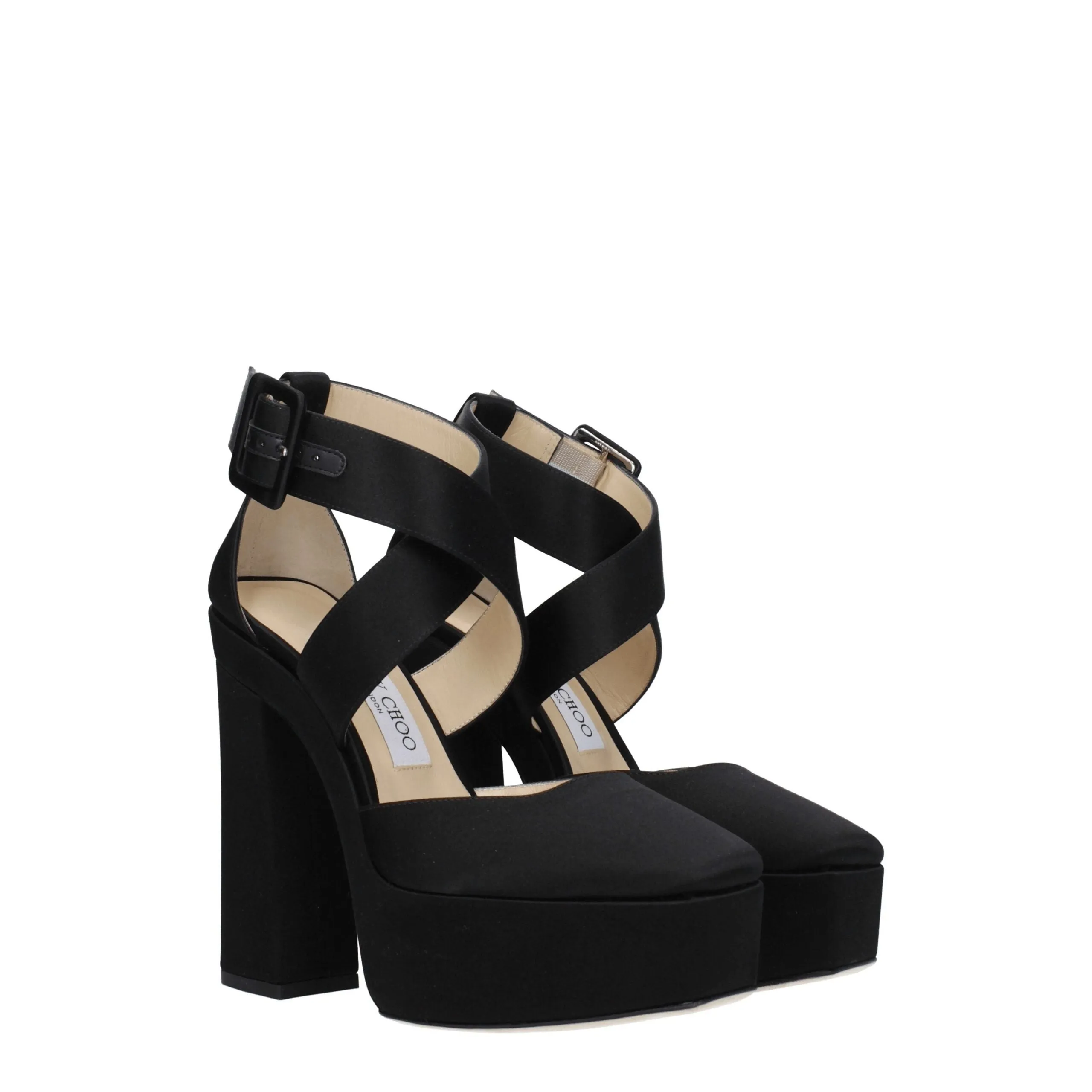 Jimmy Choo Black Satin Platform Sandals sold by Siebentaschen product image thumbnail 2
