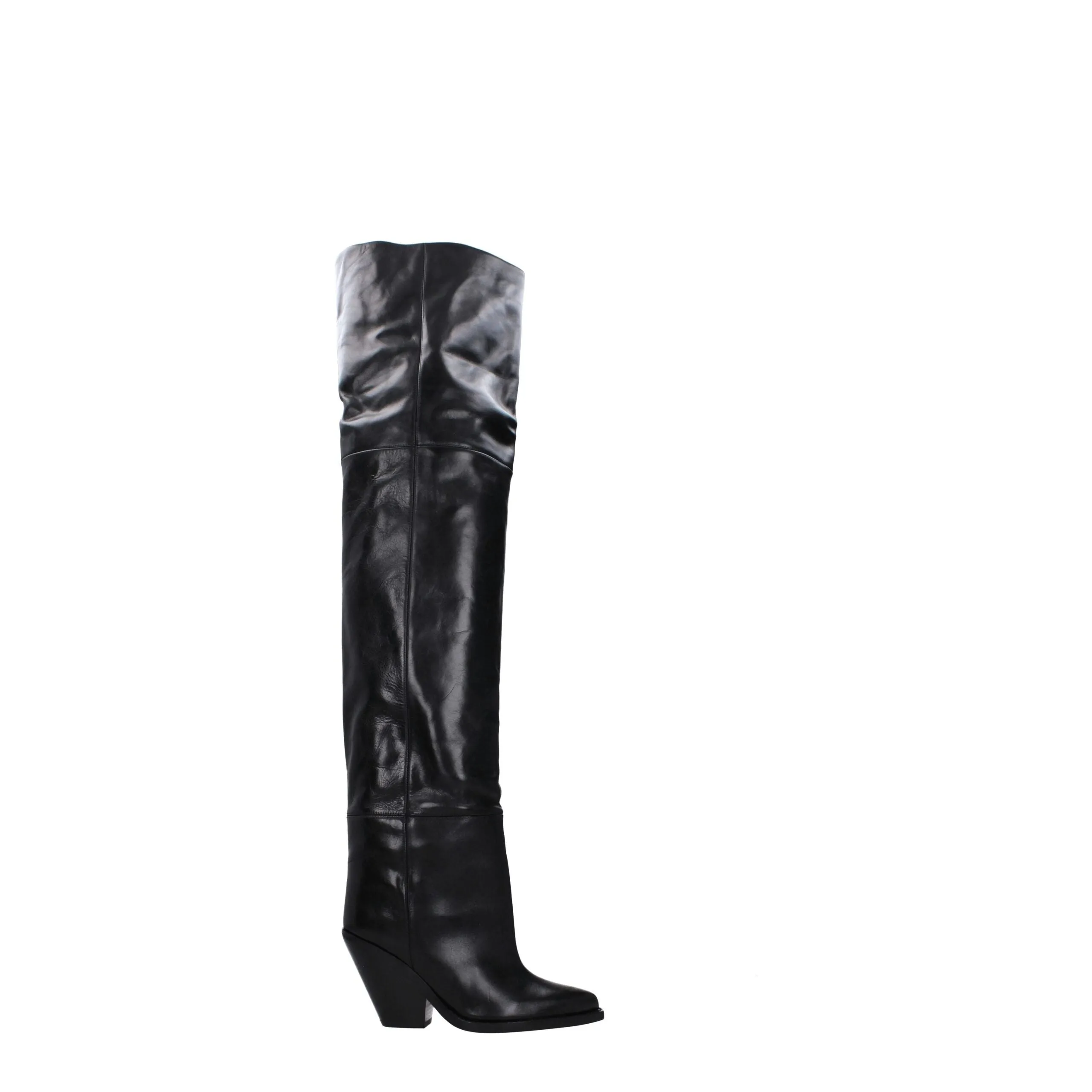 Isabel Marant Black Leather Over The Knee sold by Siebentaschen