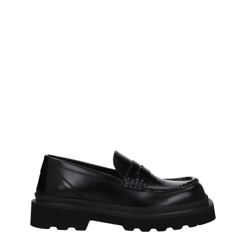 Dolce & Gabbana Black Leather Slip-On Loafers sold by Siebentaschen