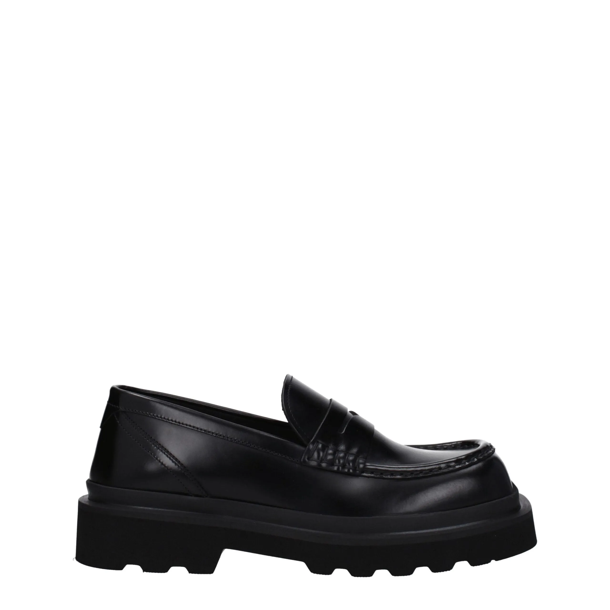 Dolce & Gabbana Black Leather Slip-On Loafers sold by Siebentaschen