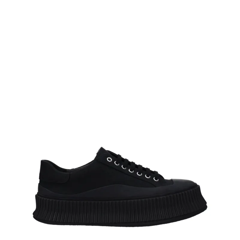 Jil Sander Black Fabric Platform Sneakers sold by Siebentaschen