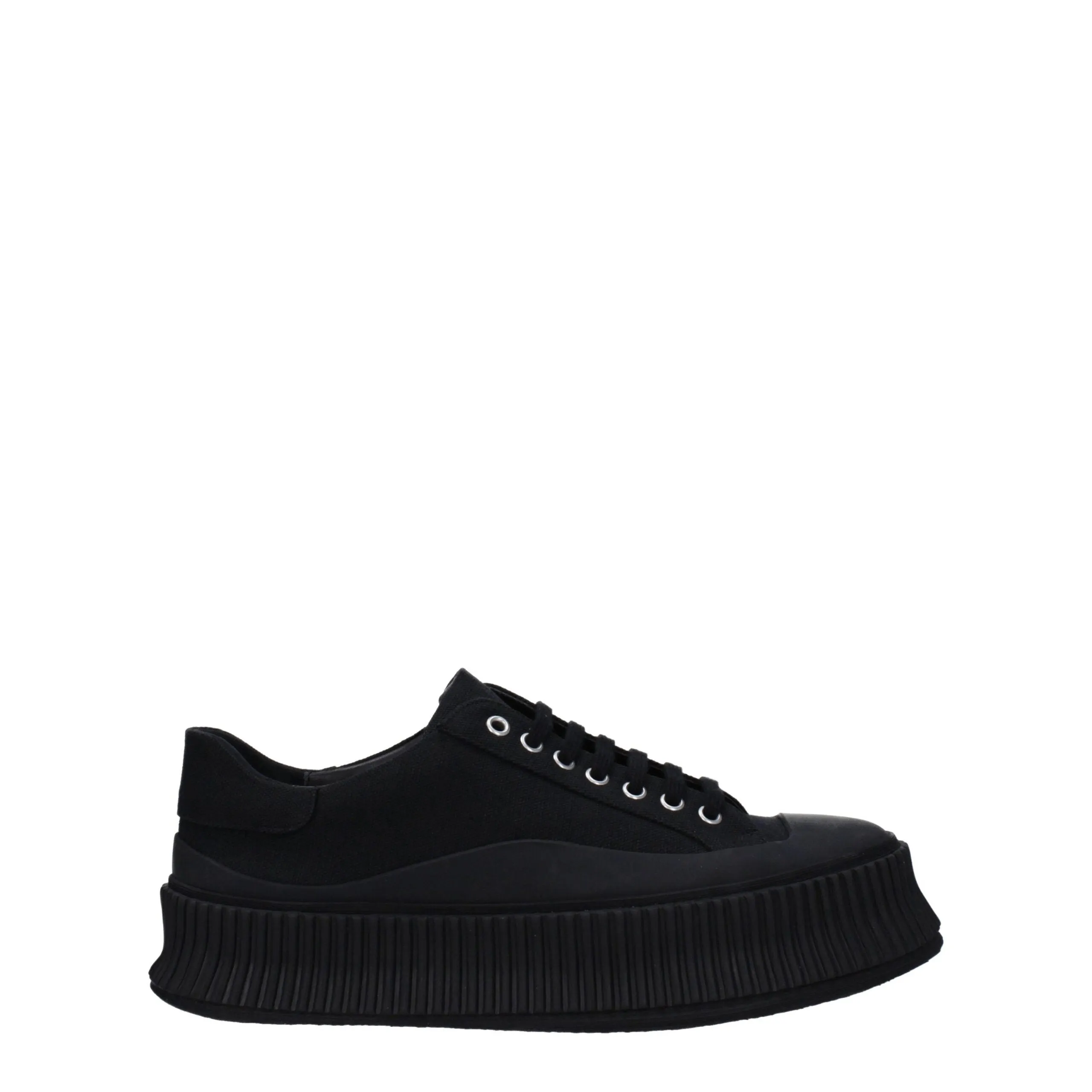 Jil Sander Black Fabric Platform Sneakers sold by Siebentaschen