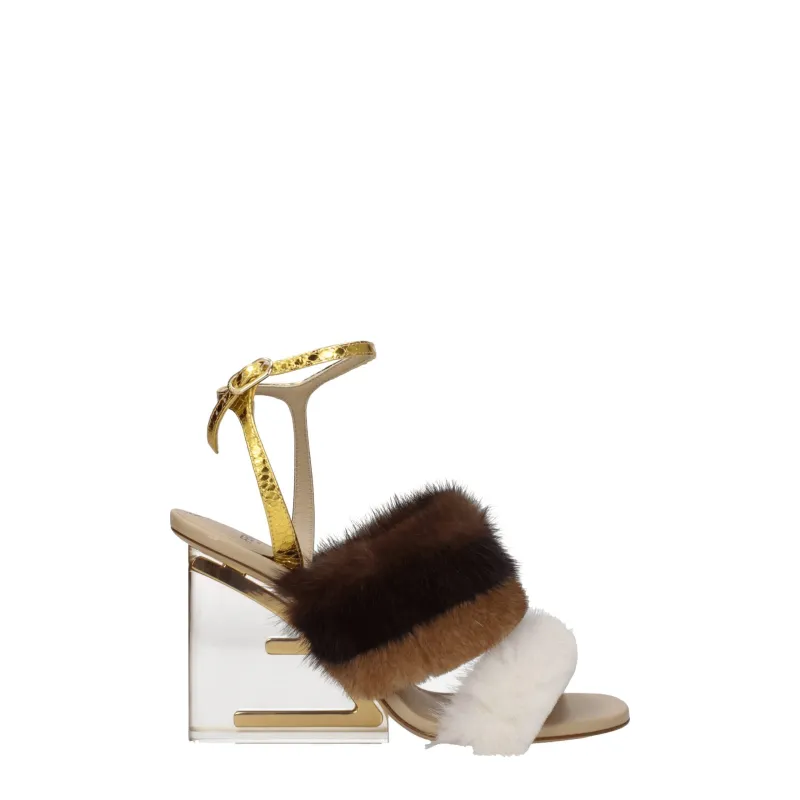 Fendi Brown Mink Strap-On Sandals sold by Siebentaschen
