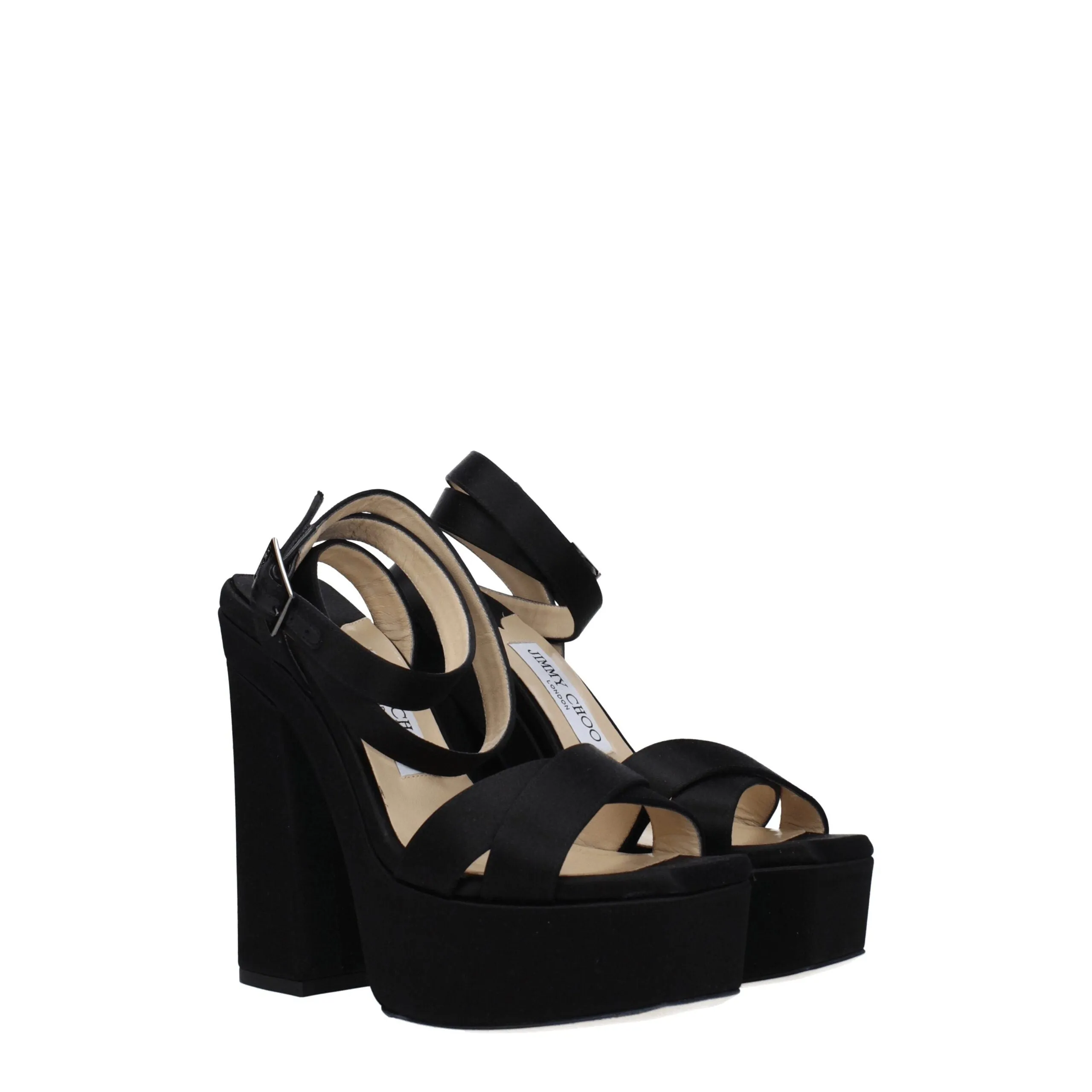 Jimmy Choo Black Satin Platform Sandals sold by Siebentaschen product image thumbnail 2
