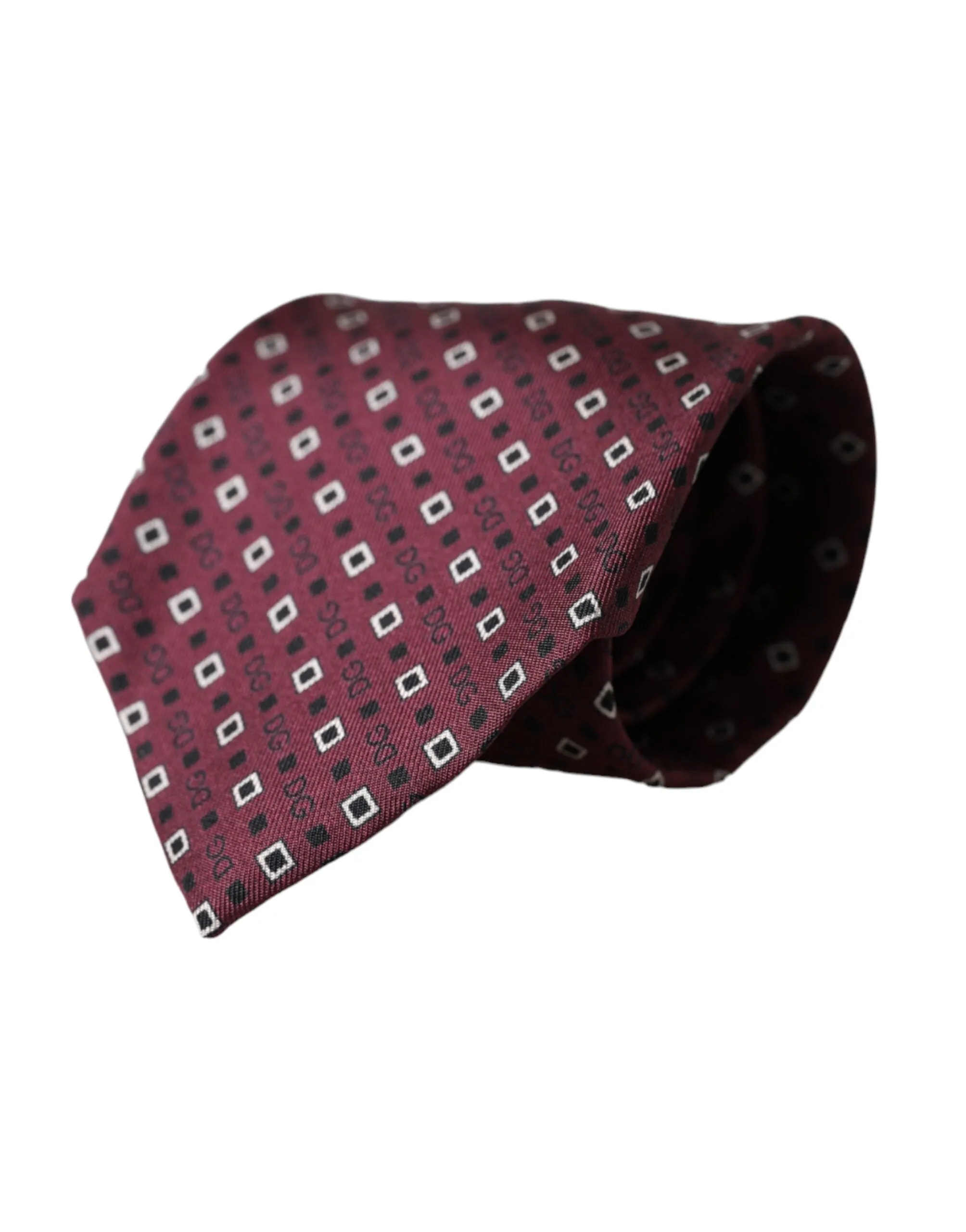 Dolce & Gabbana Maroon Silk Branded Logo Adjustable Men Tie sold by Siebentaschen product image thumbnail 2