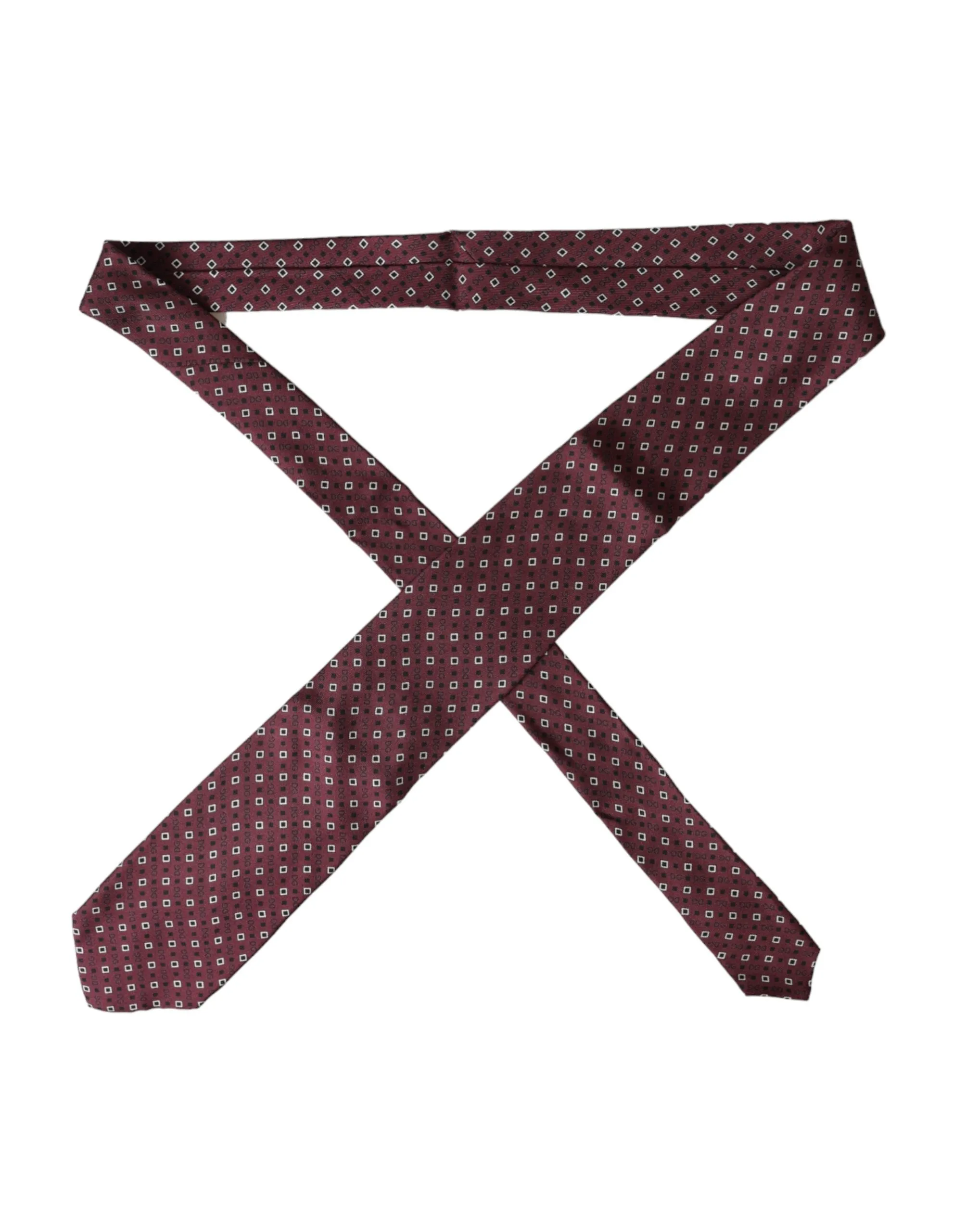 Dolce & Gabbana Maroon Silk Branded Logo Adjustable Men Tie sold by Siebentaschen product image thumbnail 3