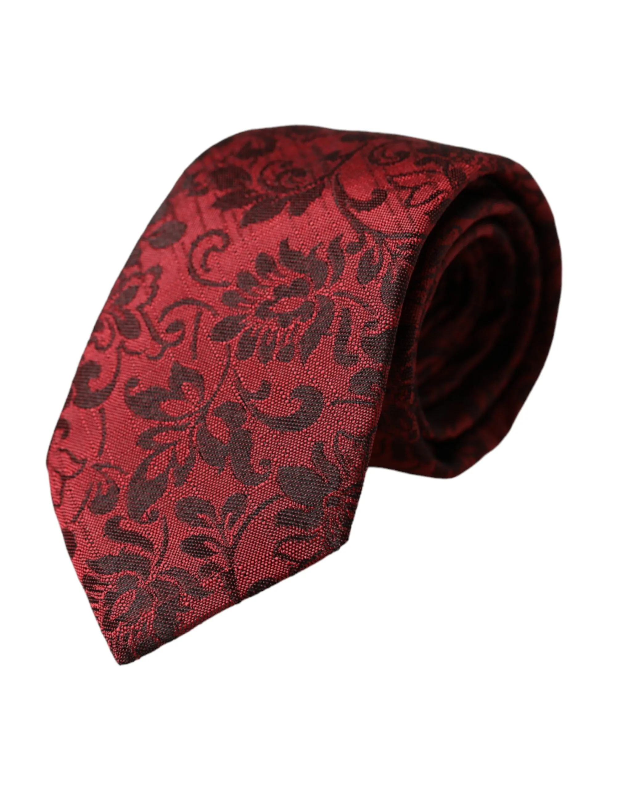 Dolce & Gabbana Red Floral Brocade Silk Adjustable Men Tie sold by Siebentaschen