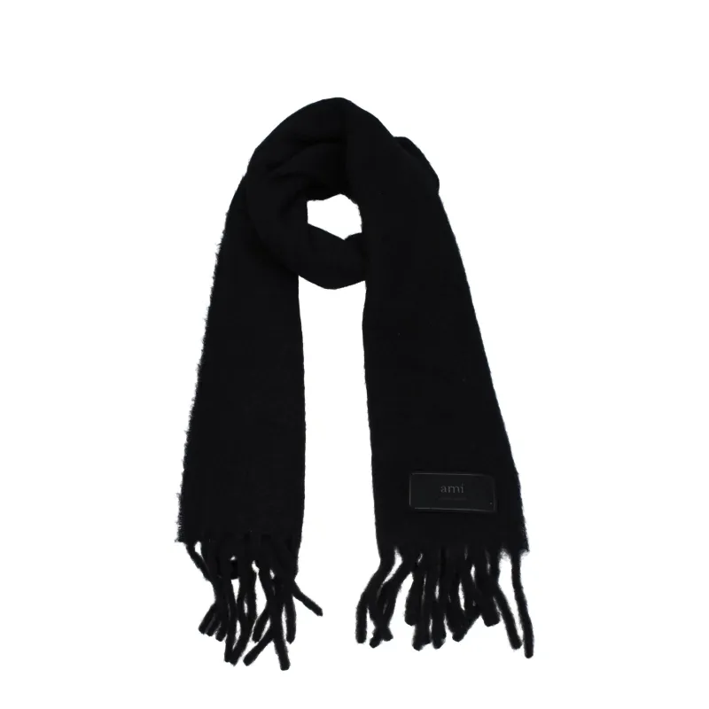Ami Paris Black Leather Scarf sold by Siebentaschen