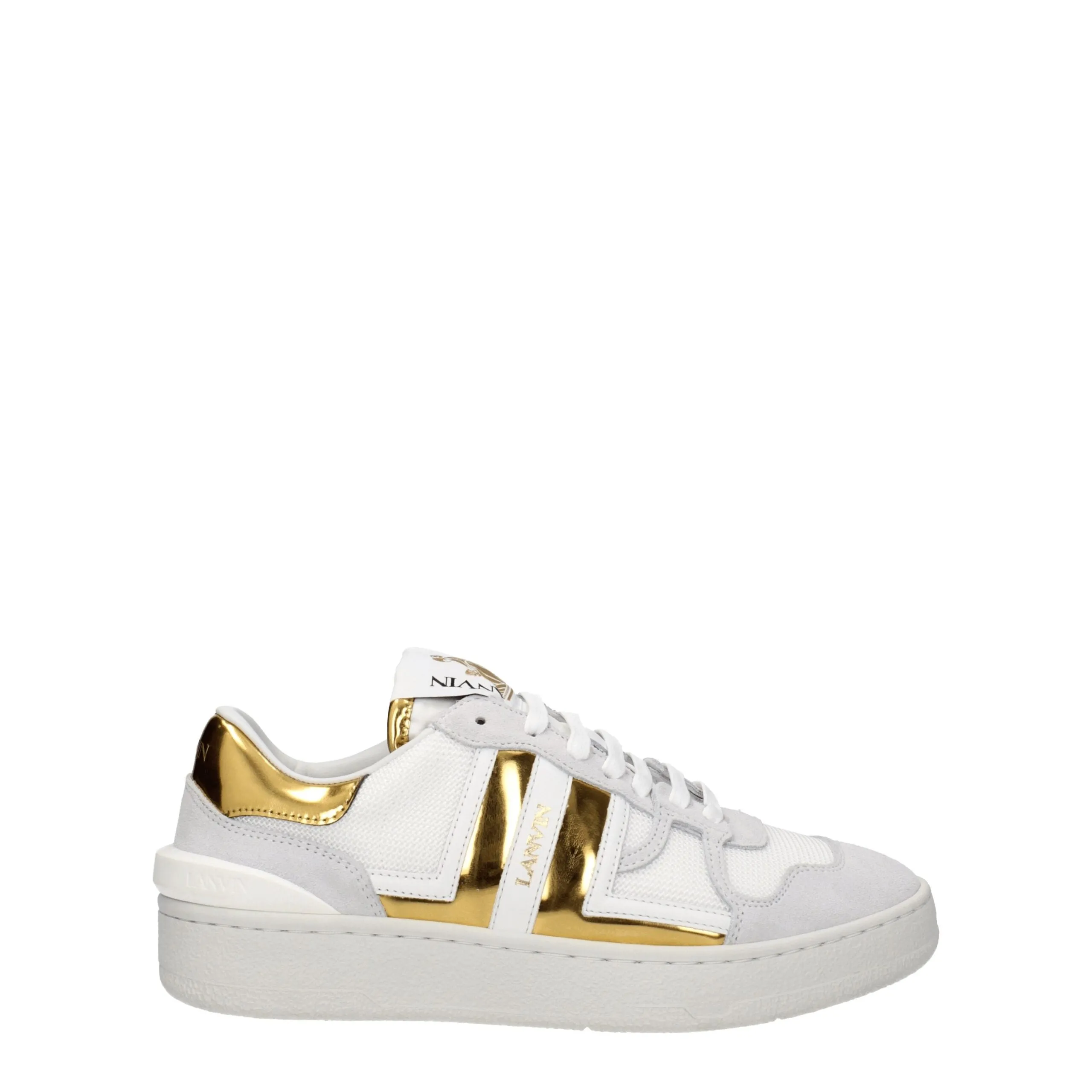 Lanvin White Fabric Low Top Sneakers sold by Siebentaschen