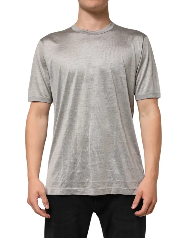 Dolce & Gabbana Men's Grey Hazelnut Silk T-shirt sold by Siebentaschen