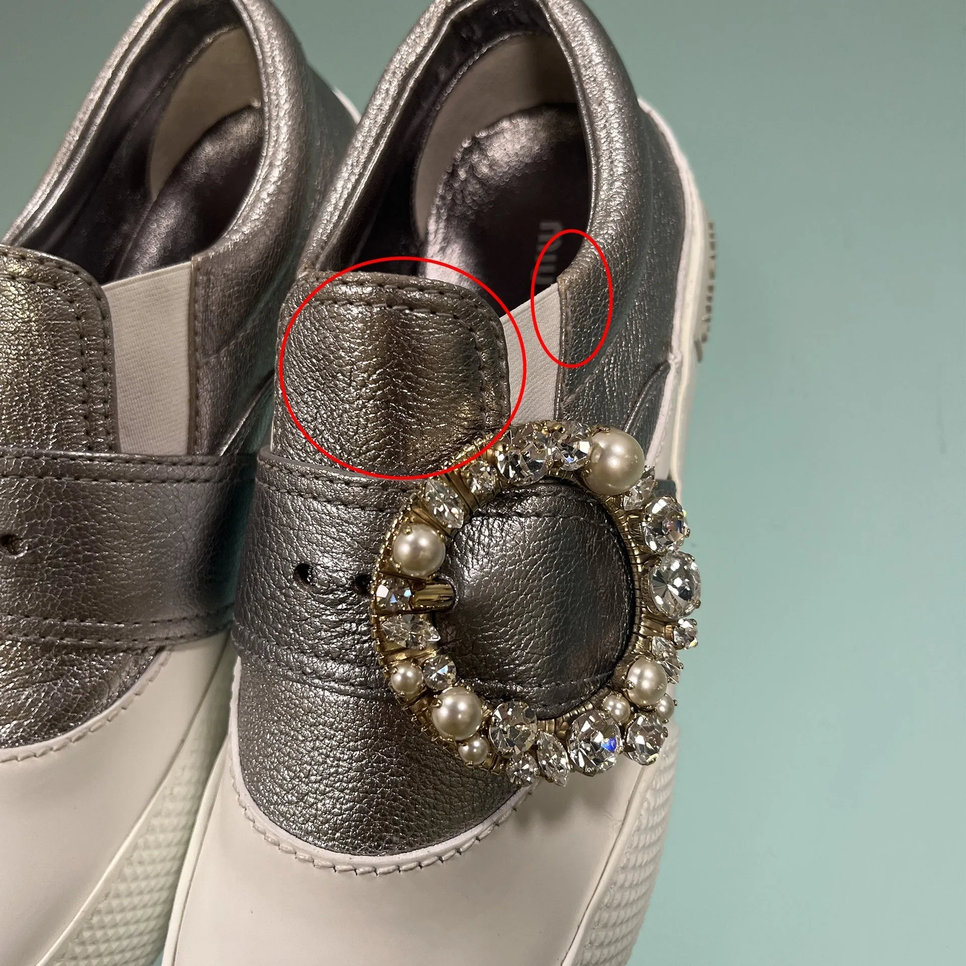 Miu Miu Leather Crystal Sneakers sold by Siebentaschen product image thumbnail 4