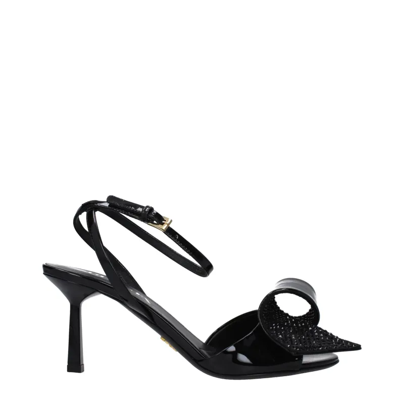 Prada Black Leather Stiletto Heel Sandals sold by Siebentaschen