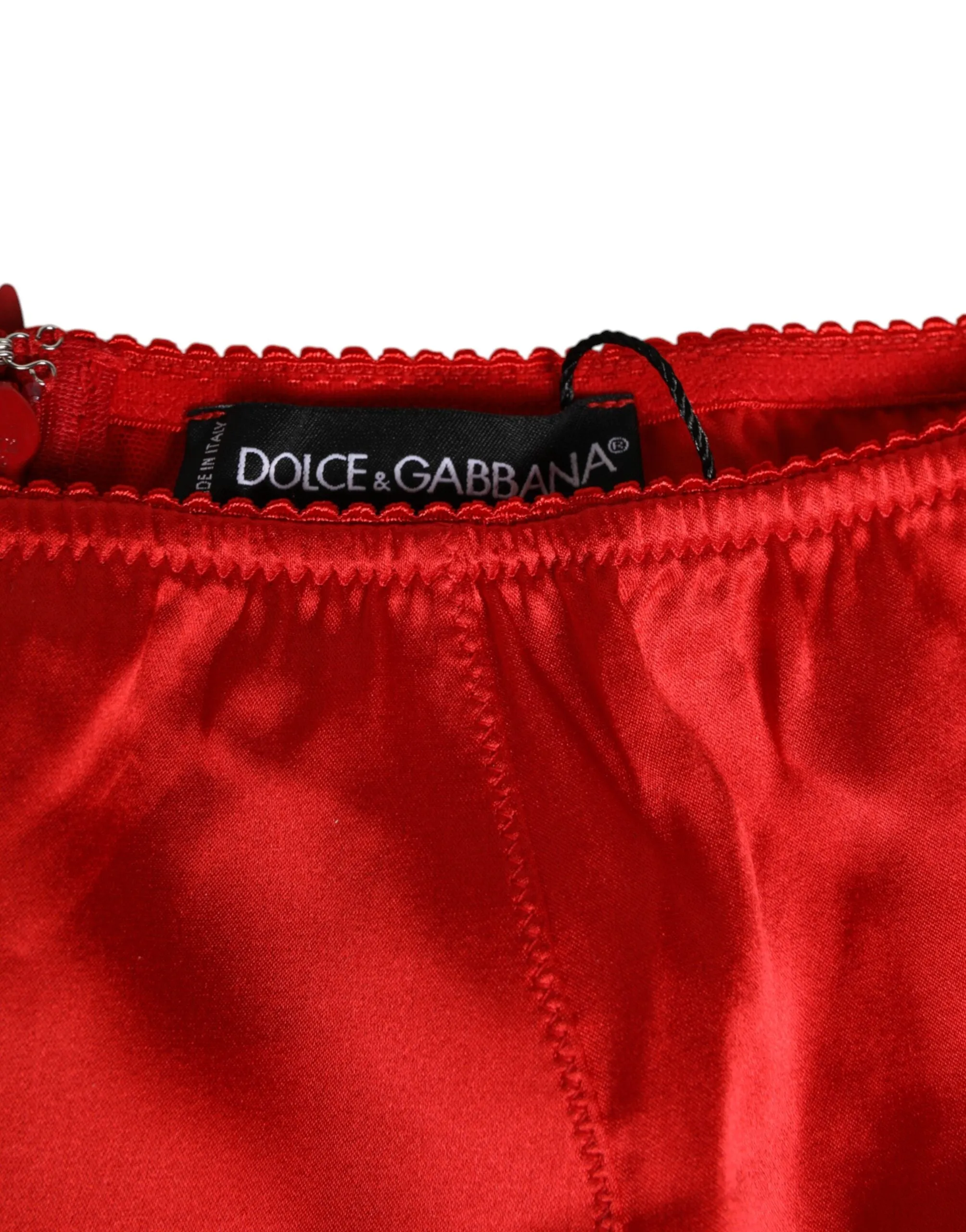Dolce & Gabbana Red Silk Satin High-Waist Briefs Women Underwear sold by Siebentaschen product image thumbnail 4