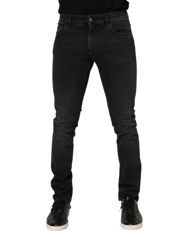 Dolce & Gabbana Black Washed Cotton Skinny Denim Jeans made by Siebentaschen