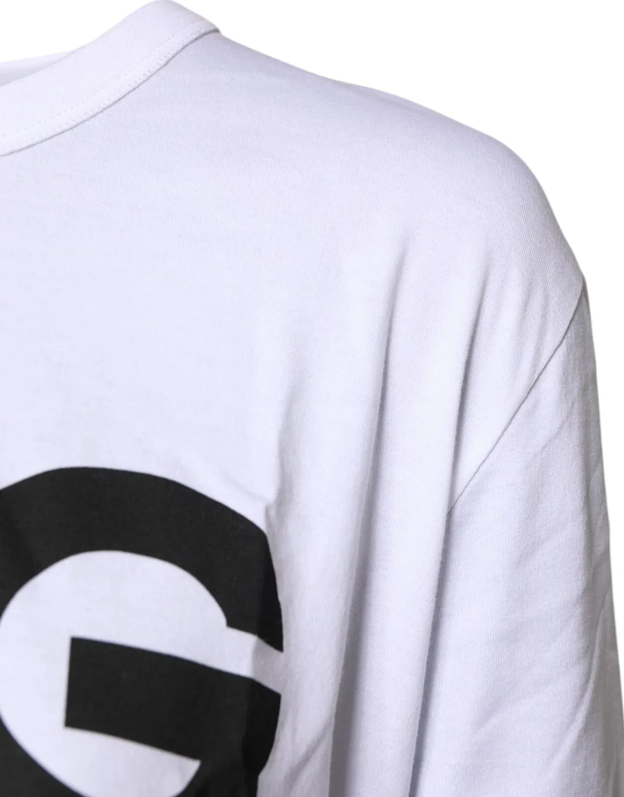 Dolce & Gabbana White Graphic Print Cotton Crew Neck T-shirt sold by Siebentaschen product image thumbnail 4