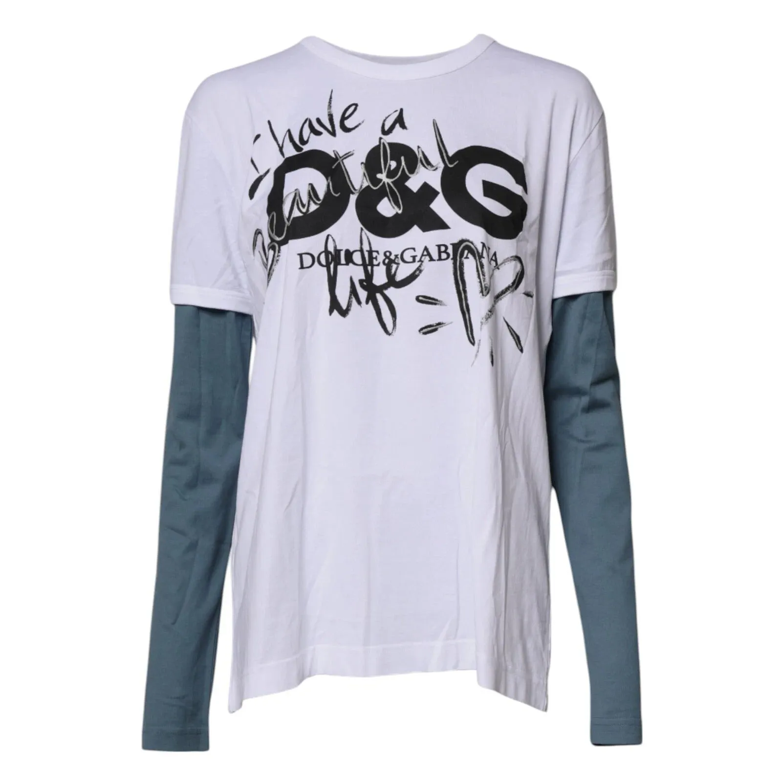 Dolce & Gabbana White Graphic Print Cotton Crew Neck T-shirt sold by Siebentaschen