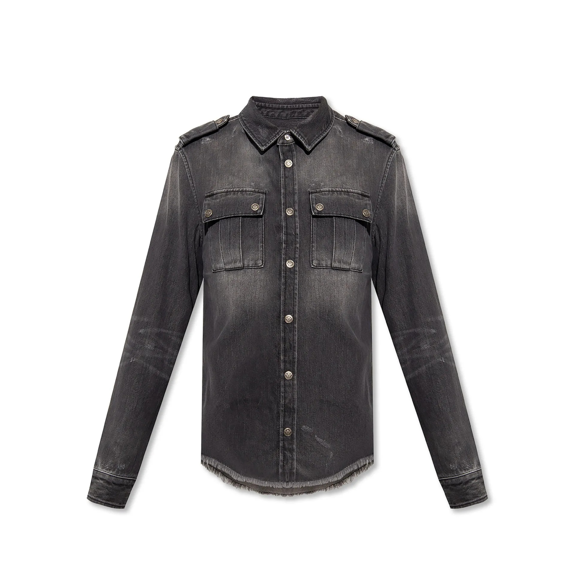 Balmain Cotton Denim Shirt sold by Siebentaschen