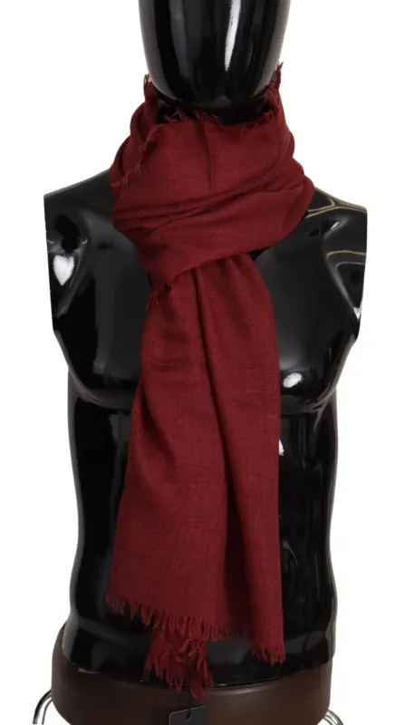 Dolce & Gabbana Red DG Crown Cashmere Silk Shawl Fringe Wrap Scarf sold by Siebentaschen