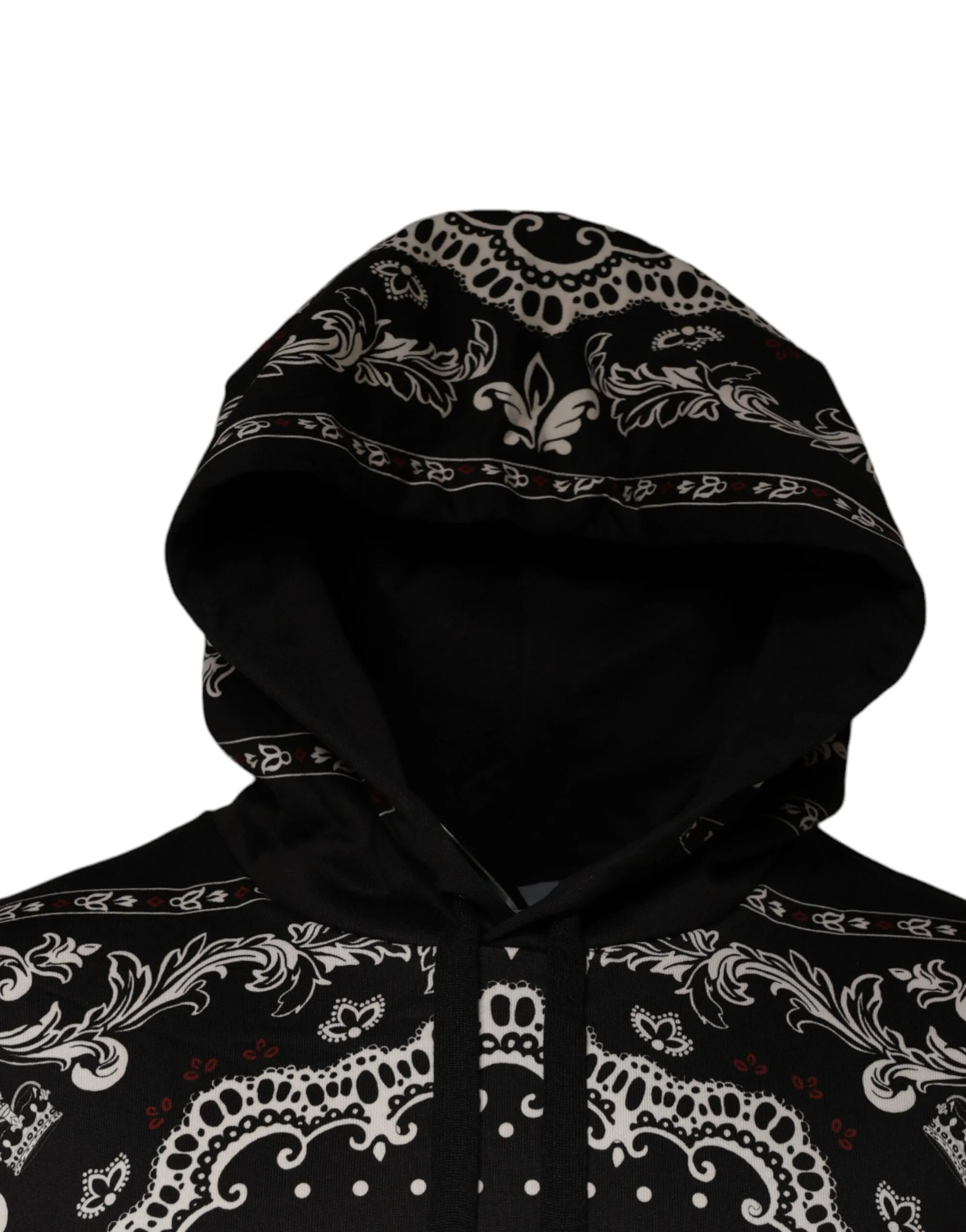 Dolce & Gabbana Black Bandana Print Crown Logo Cotton Hoodie Sweater sold by Siebentaschen product image thumbnail 3