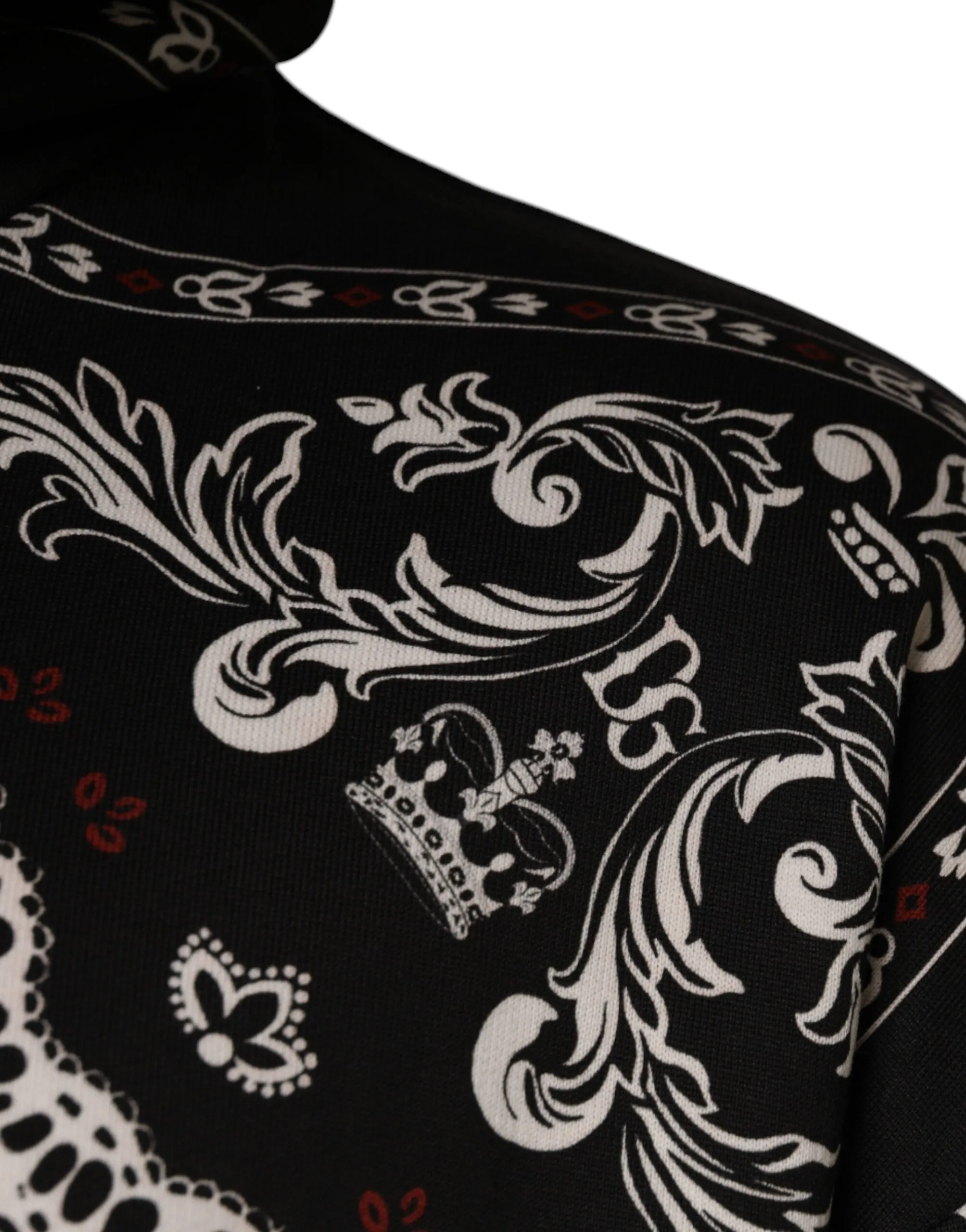 Dolce & Gabbana Black Bandana Print Crown Logo Cotton Hoodie Sweater sold by Siebentaschen product image thumbnail 4