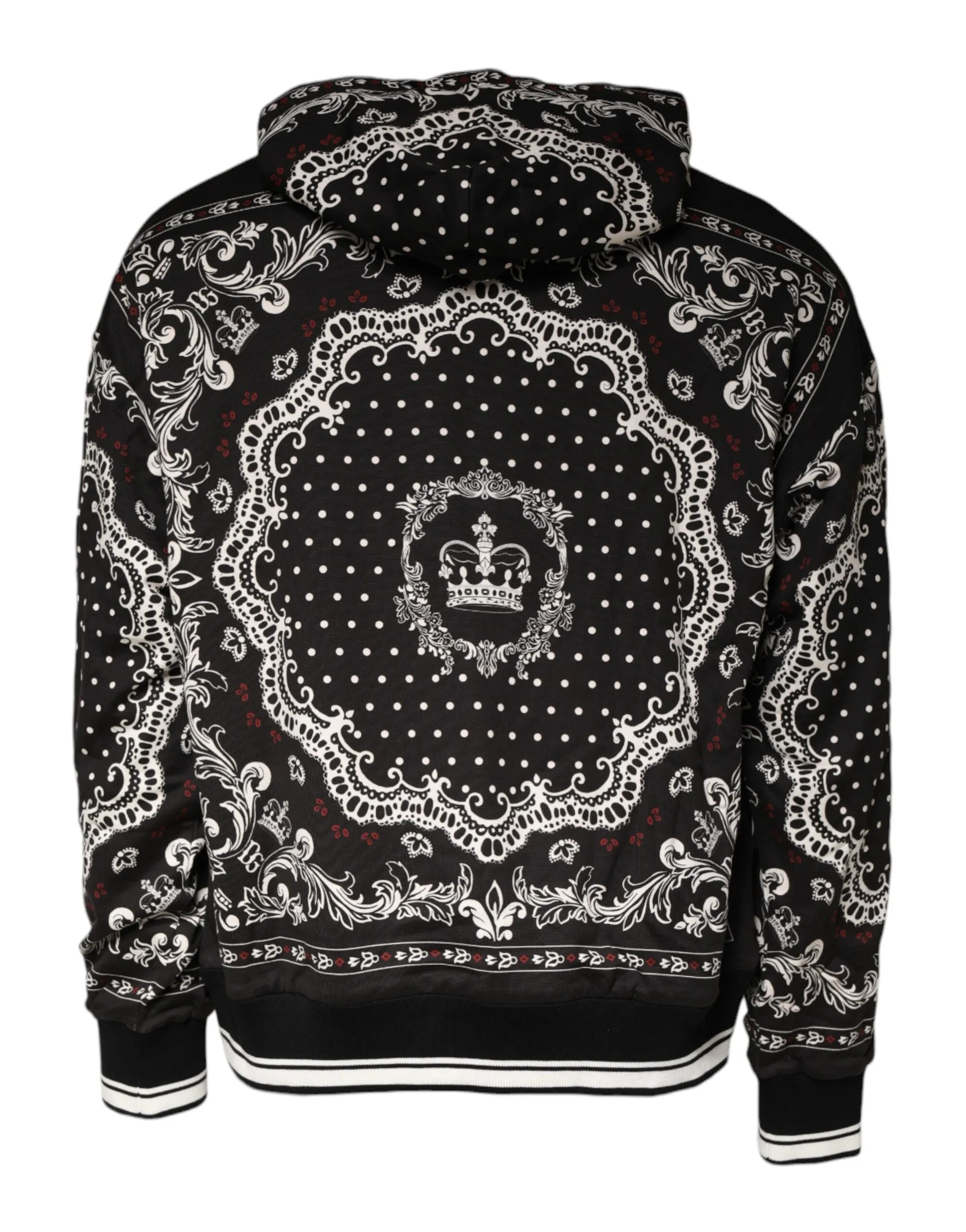 Dolce & Gabbana Black Bandana Print Crown Logo Cotton Hoodie Sweater sold by Siebentaschen product image thumbnail 5