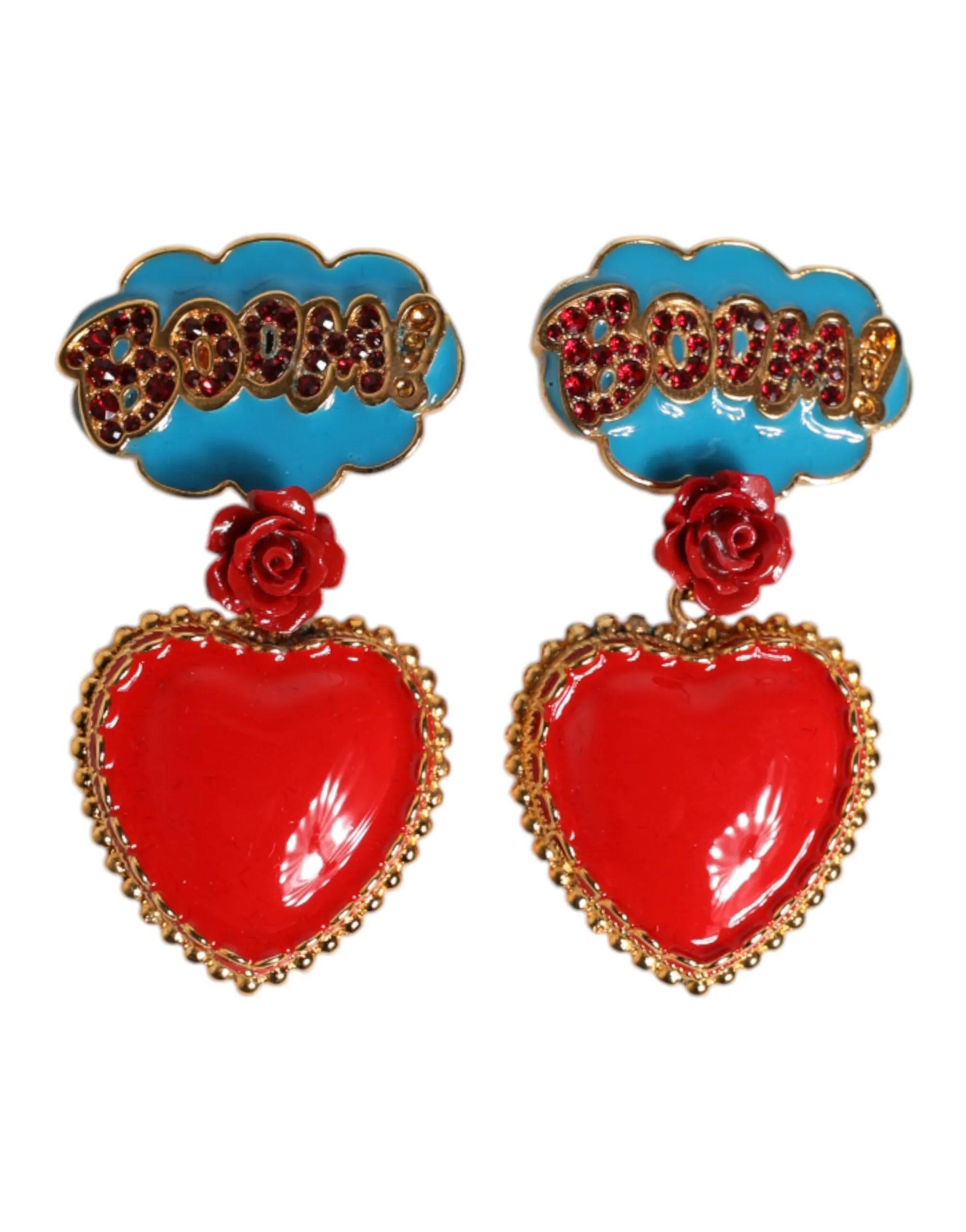 Dolce & Gabbana Gold Heart BOOM Cartoon Crystal Clip-On Earrings sold by Siebentaschen product image thumbnail 2