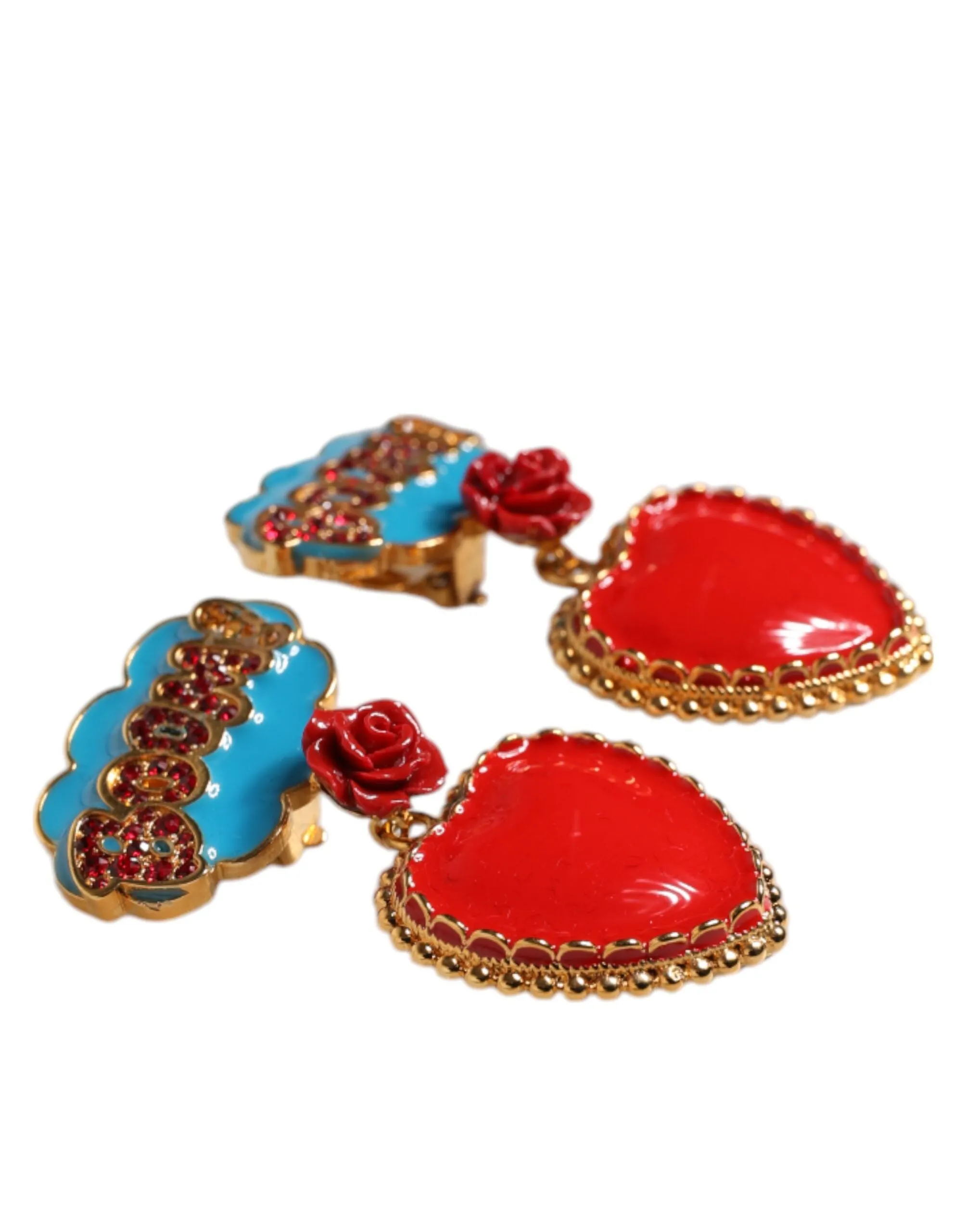 Dolce & Gabbana Gold Heart BOOM Cartoon Crystal Clip-On Earrings sold by Siebentaschen product image thumbnail 3
