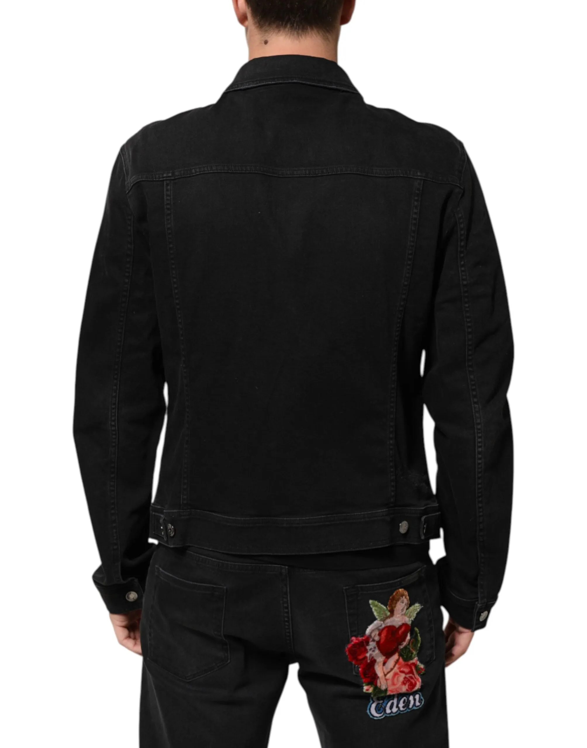 Dolce & Gabbana Black Cotton Denim Stretch Button Up Jacket sold by Siebentaschen product image thumbnail 4
