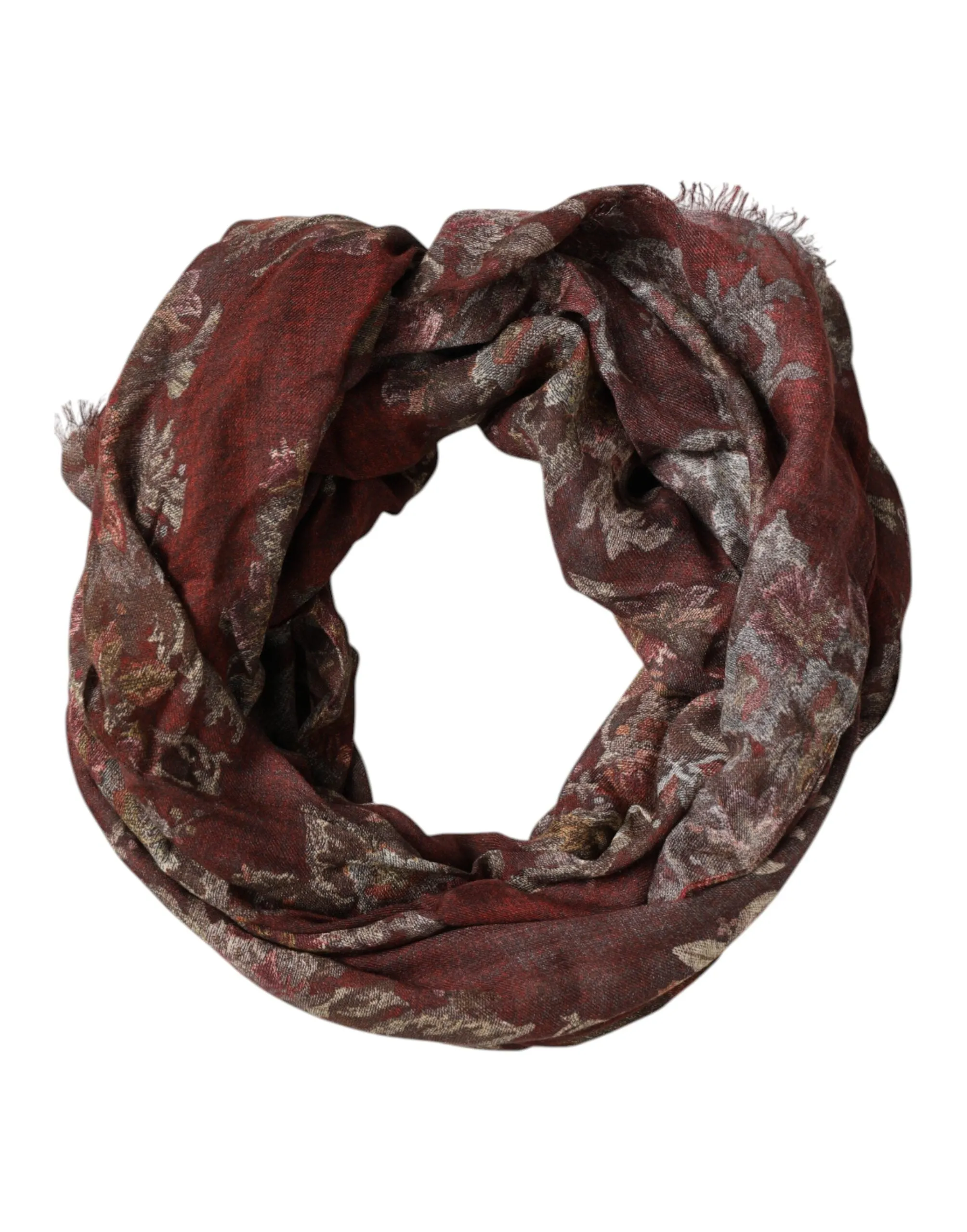 Dolce & Gabbana Maroon Floral Neck Warmer Foulard Scarf sold by Siebentaschen