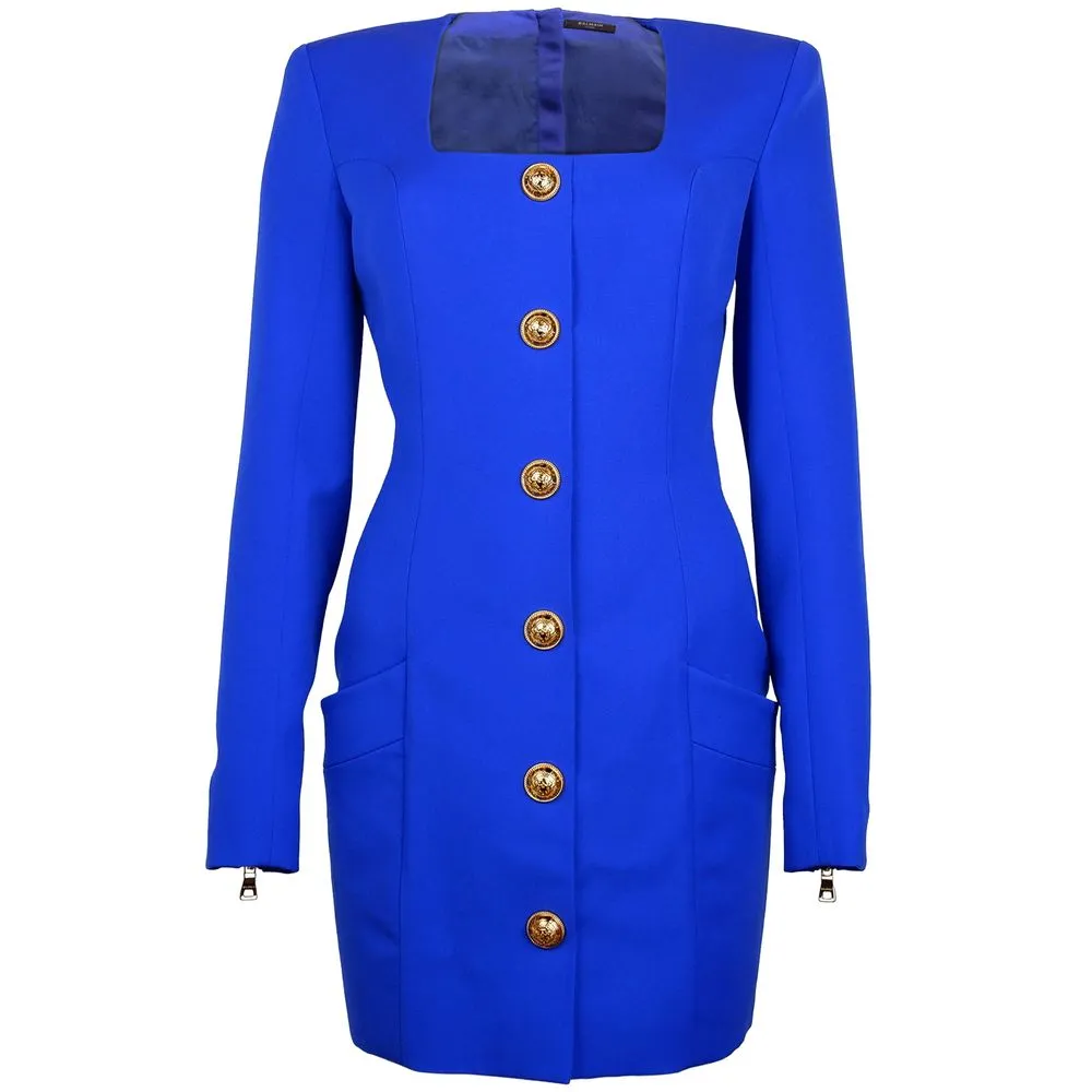 Balmain Blue Wool Dress sold by Siebentaschen