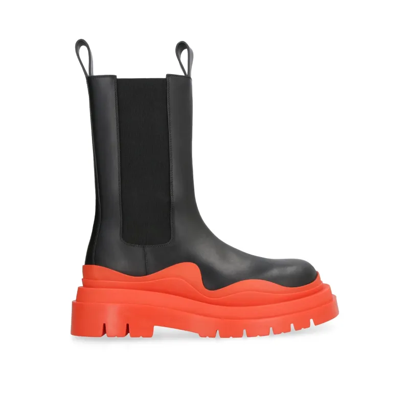 Bottega Veneta Leather Tire Boots sold by Siebentaschen